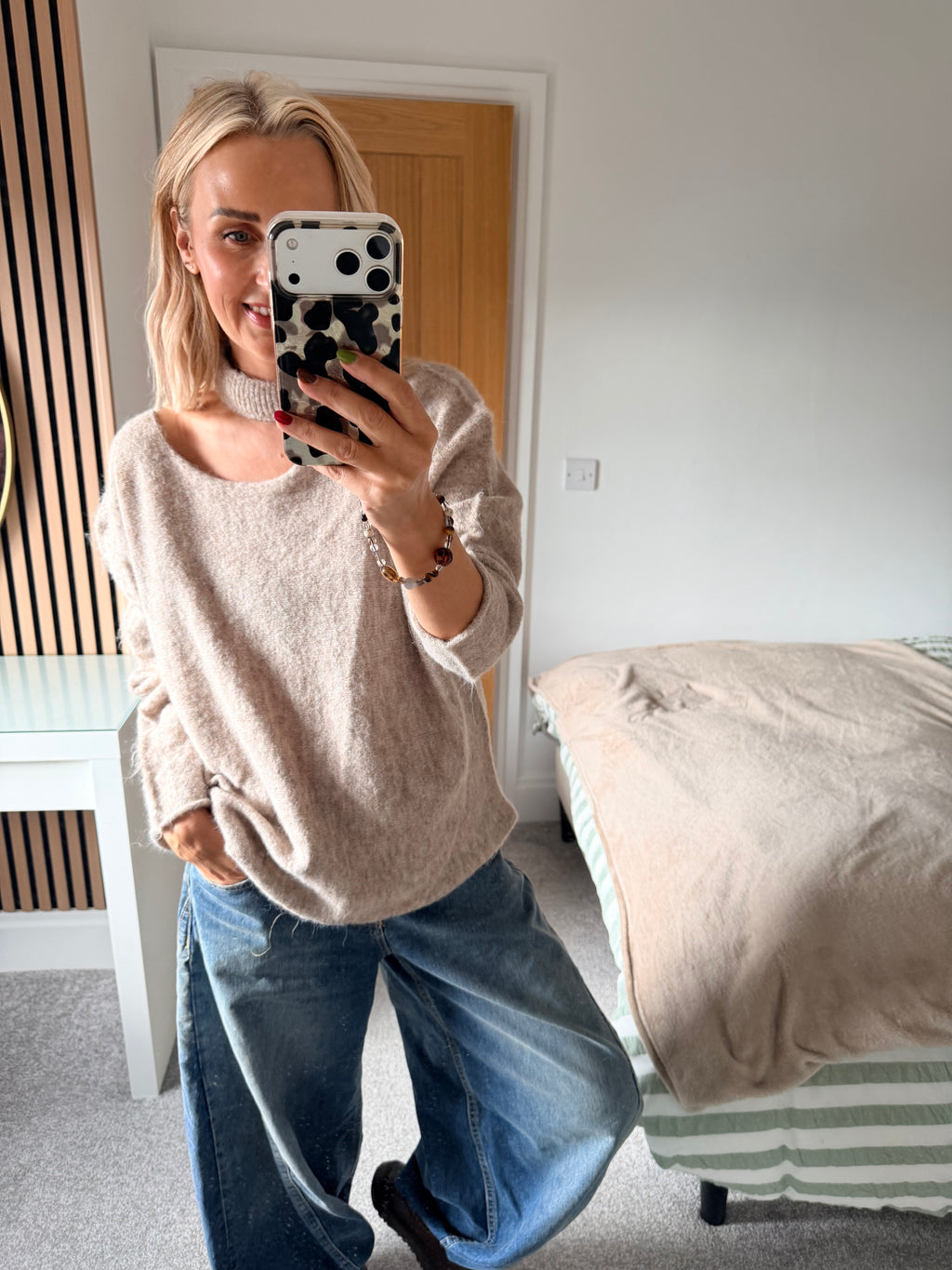 Slash Neck Jumper Oatmeal