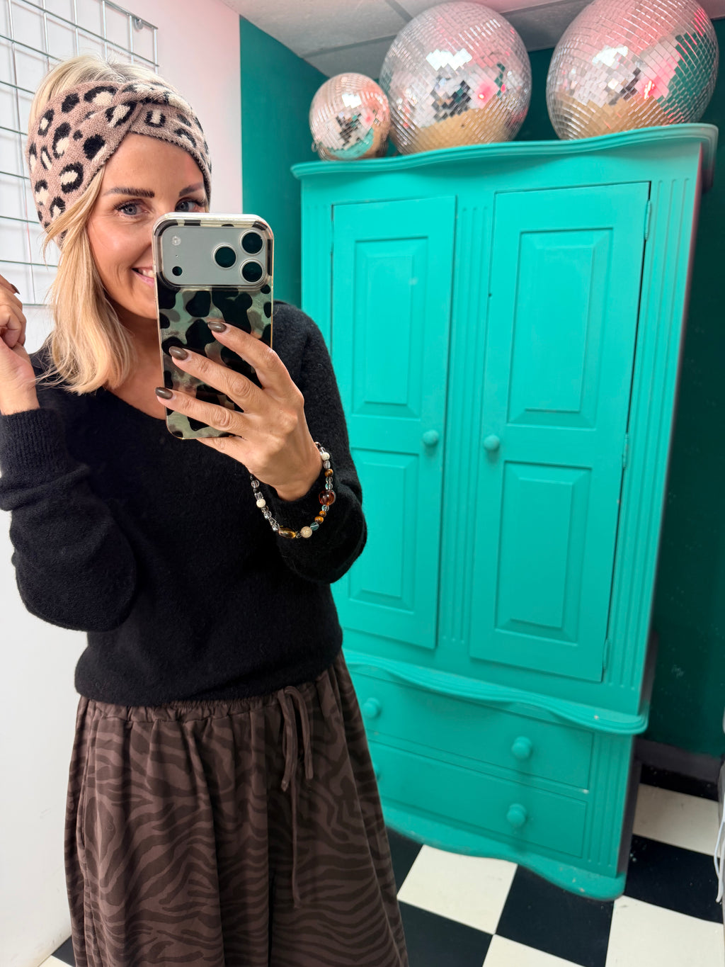 Leopard Twist headband - Mocha