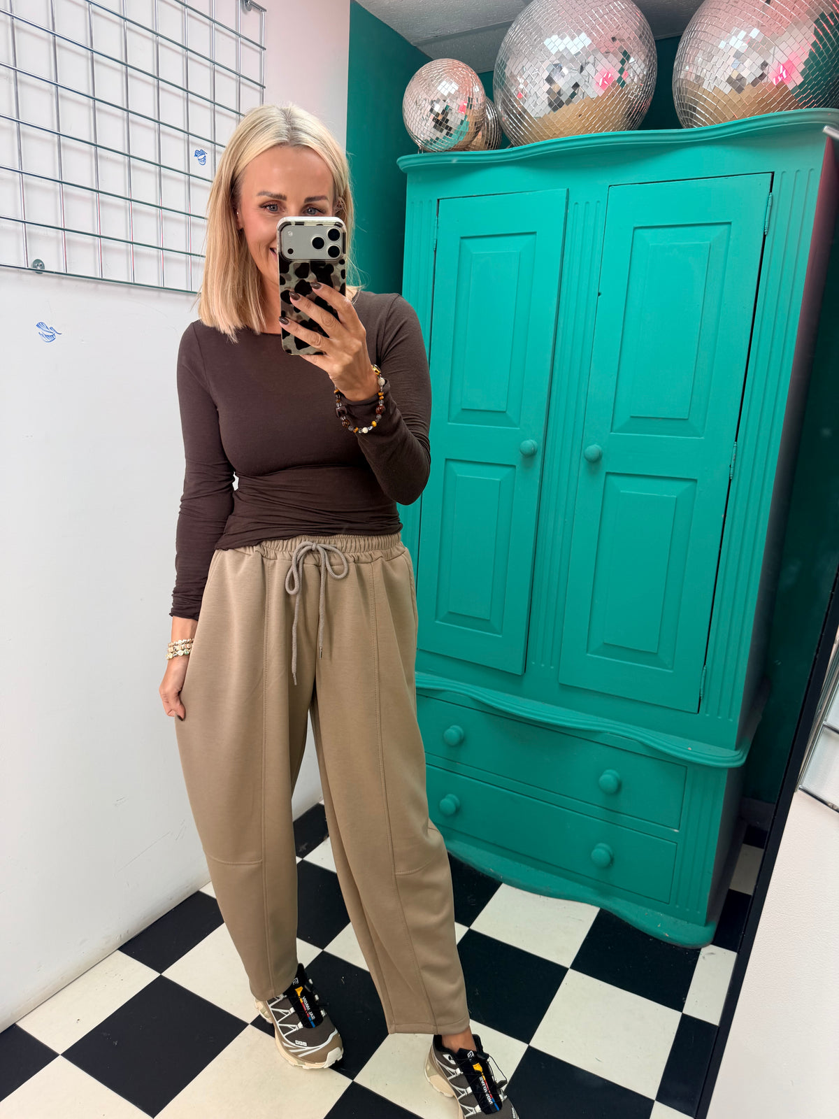 Cora Carrot Leg Joggers Taupe