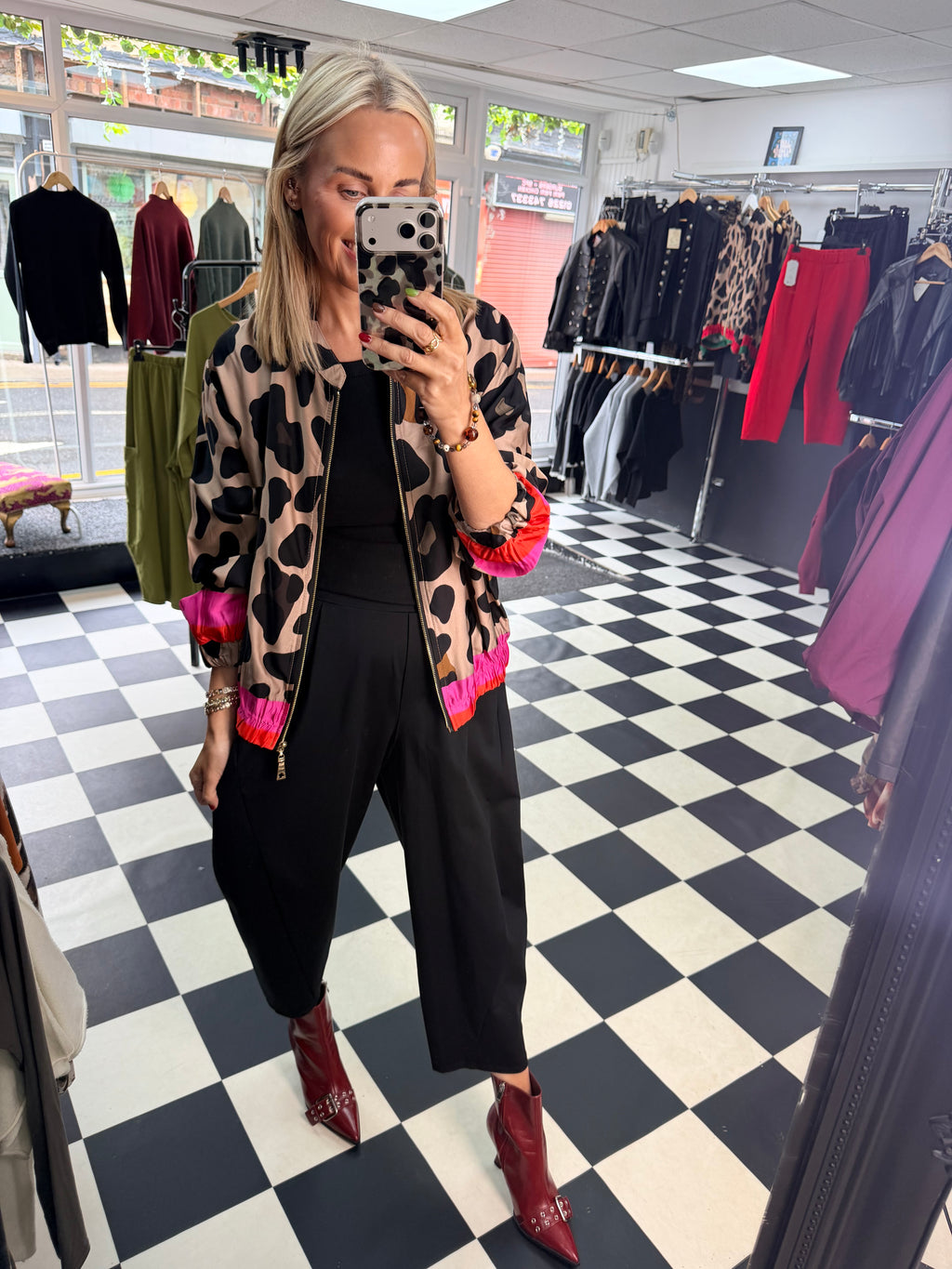 Animal Bomber Jacket Pink and Orange