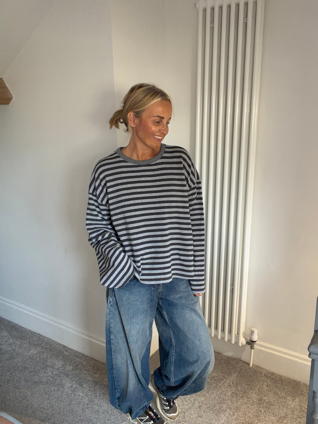 Weekend slouch stripe Grey and Slate  Special Buy