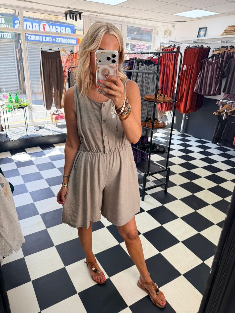Crochet Boho Playsuit Taupe