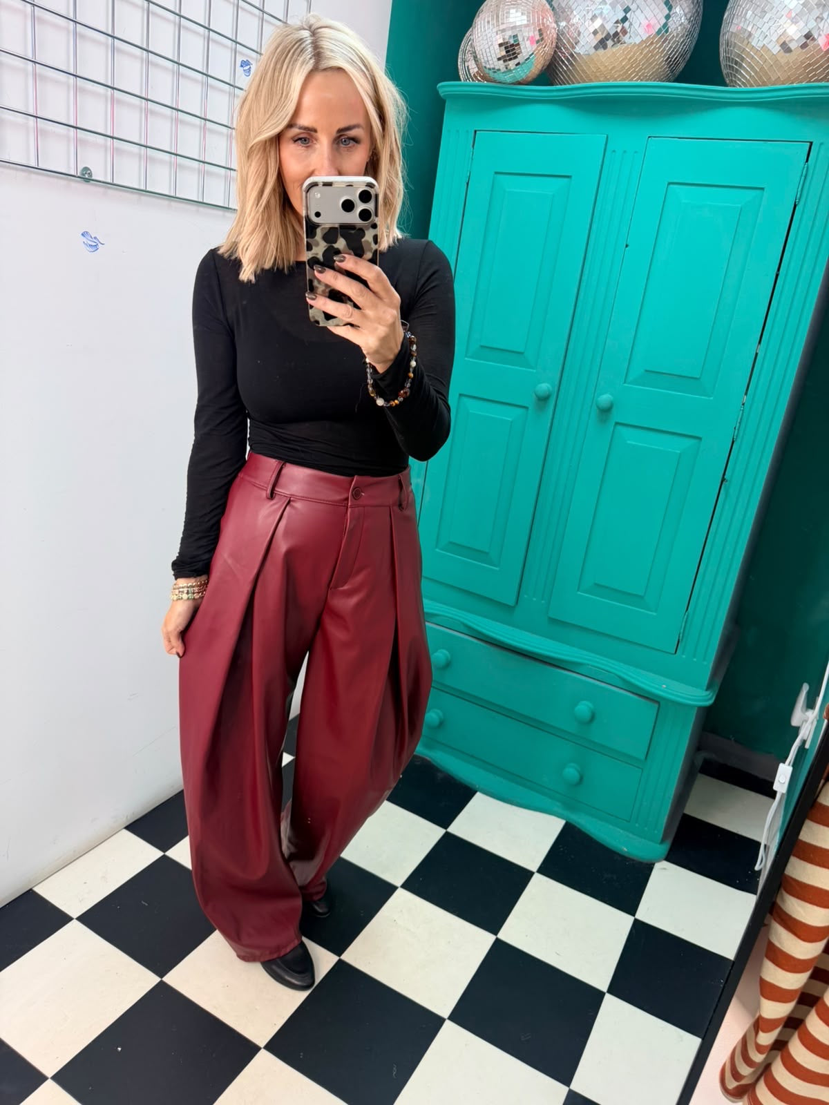 Sienna Pu Trousers - Wine