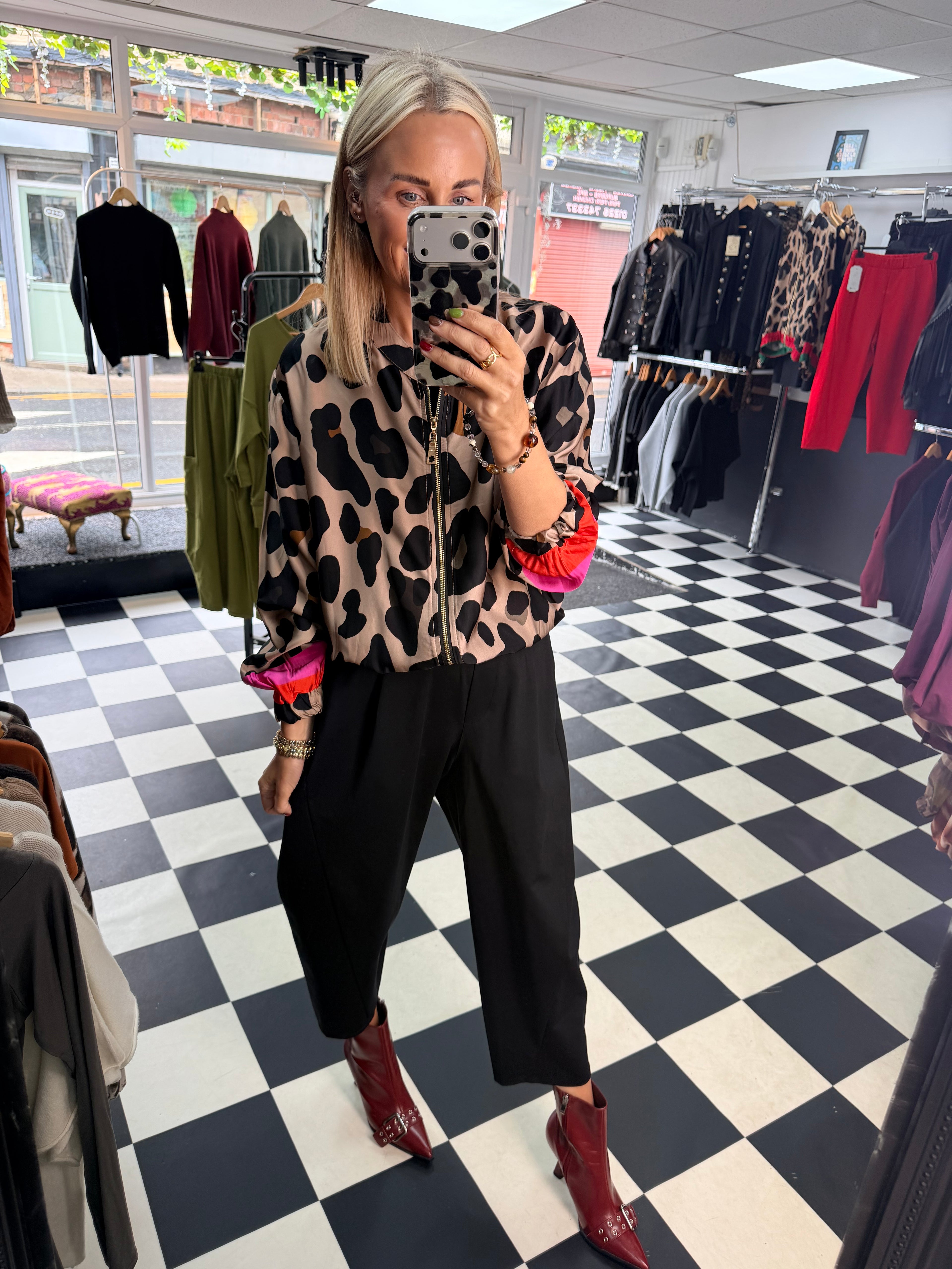Animal Bomber Jacket Red and Green
