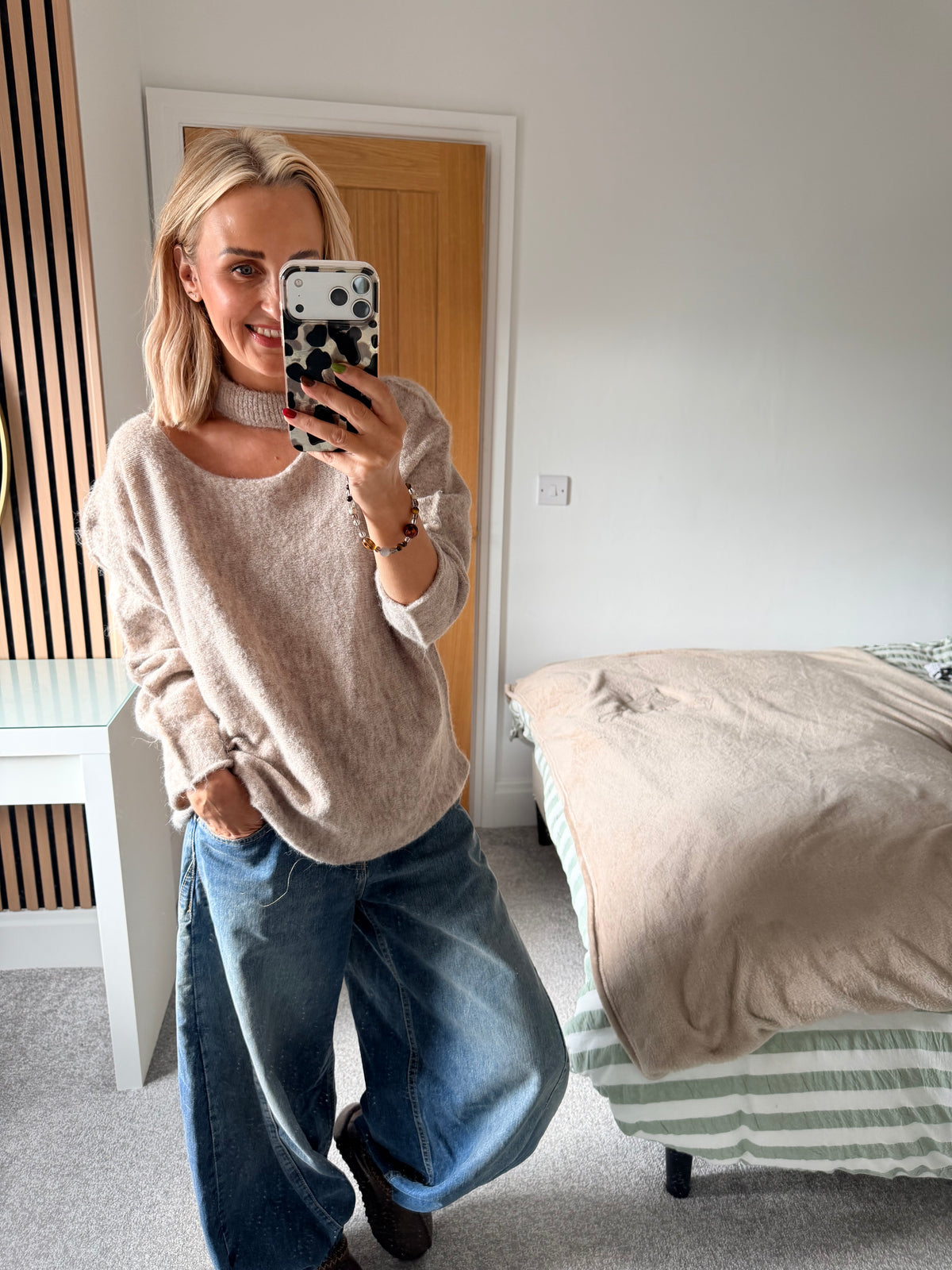 Slash Neck Jumper Oatmeal