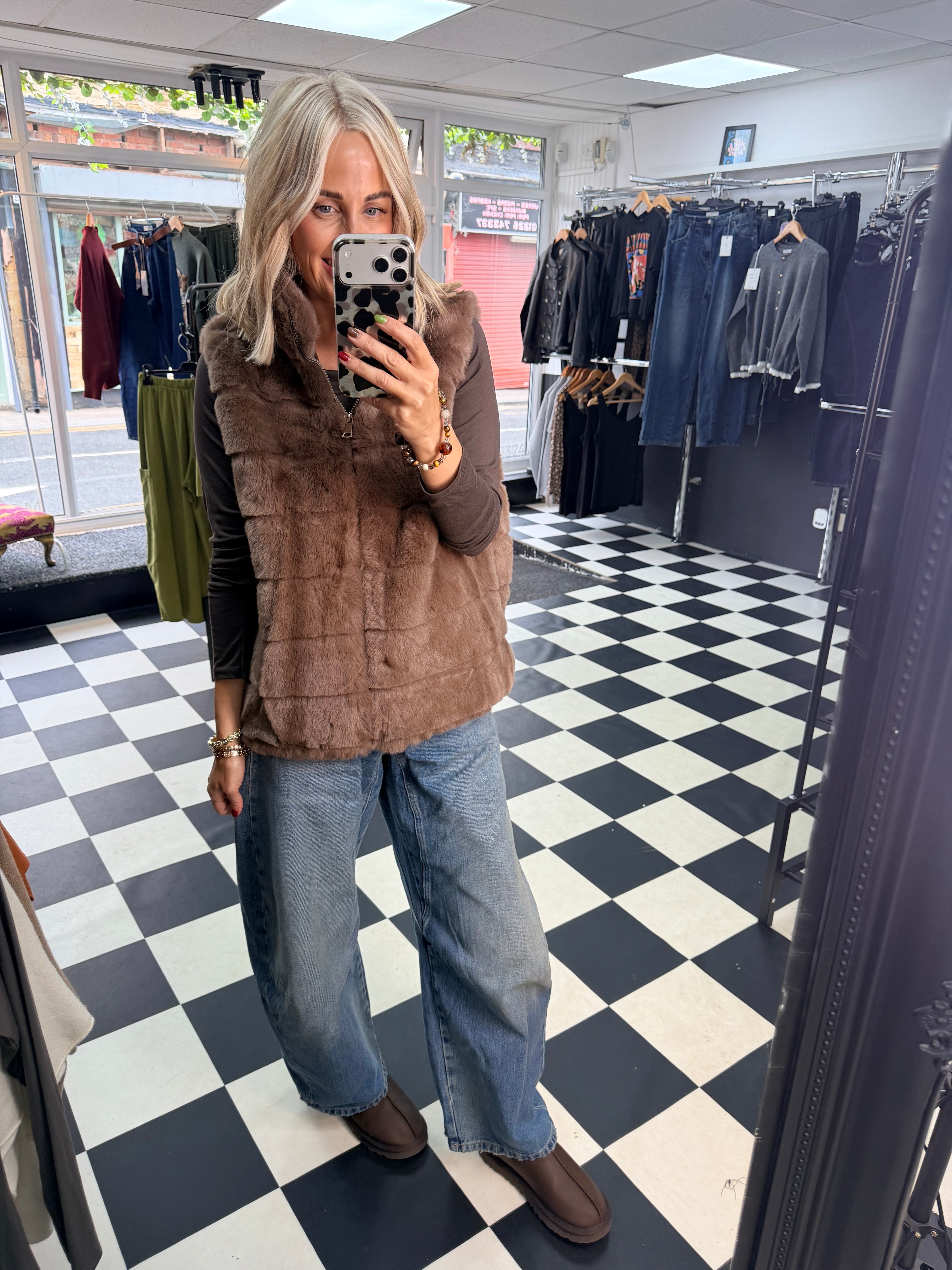 Faux Fur Gilet Milk Chocolate
