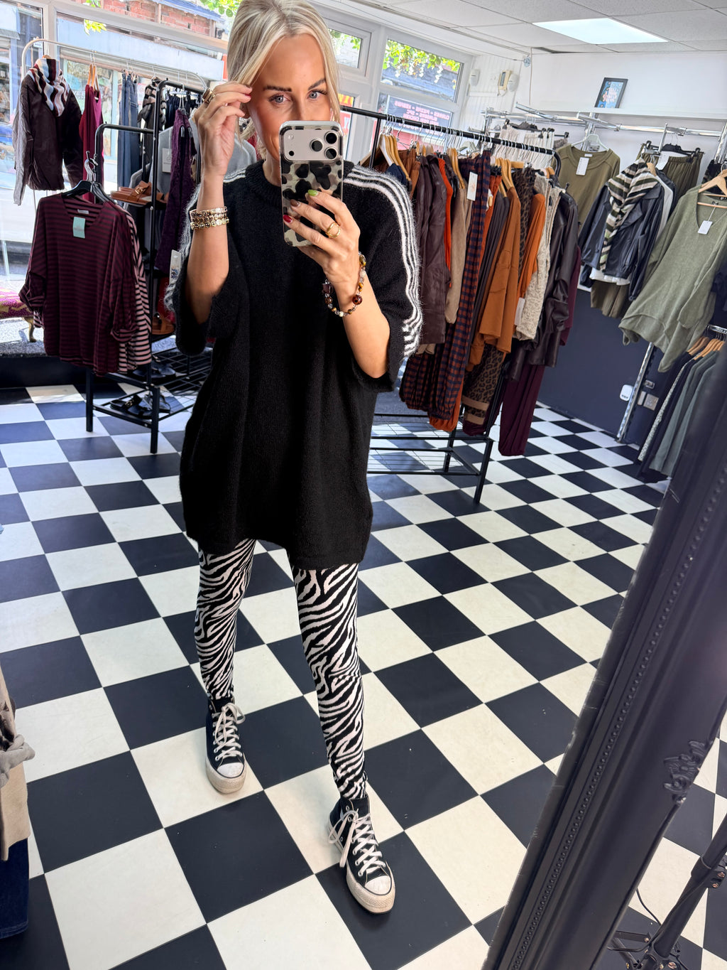 Stripe Shoulder Jumper Black