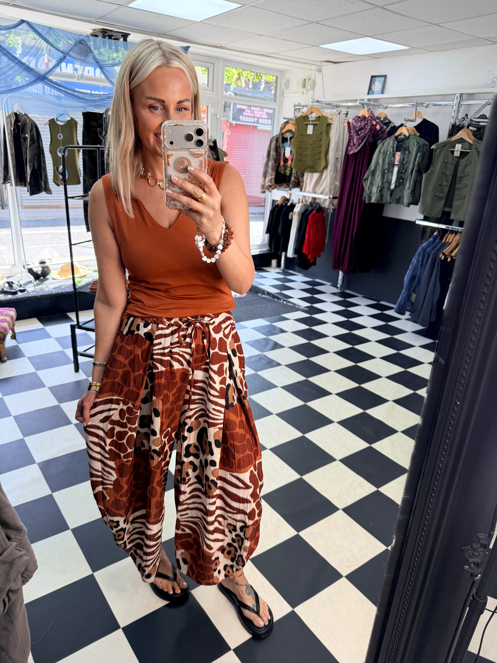 Funky Animal Split Trousers Rust