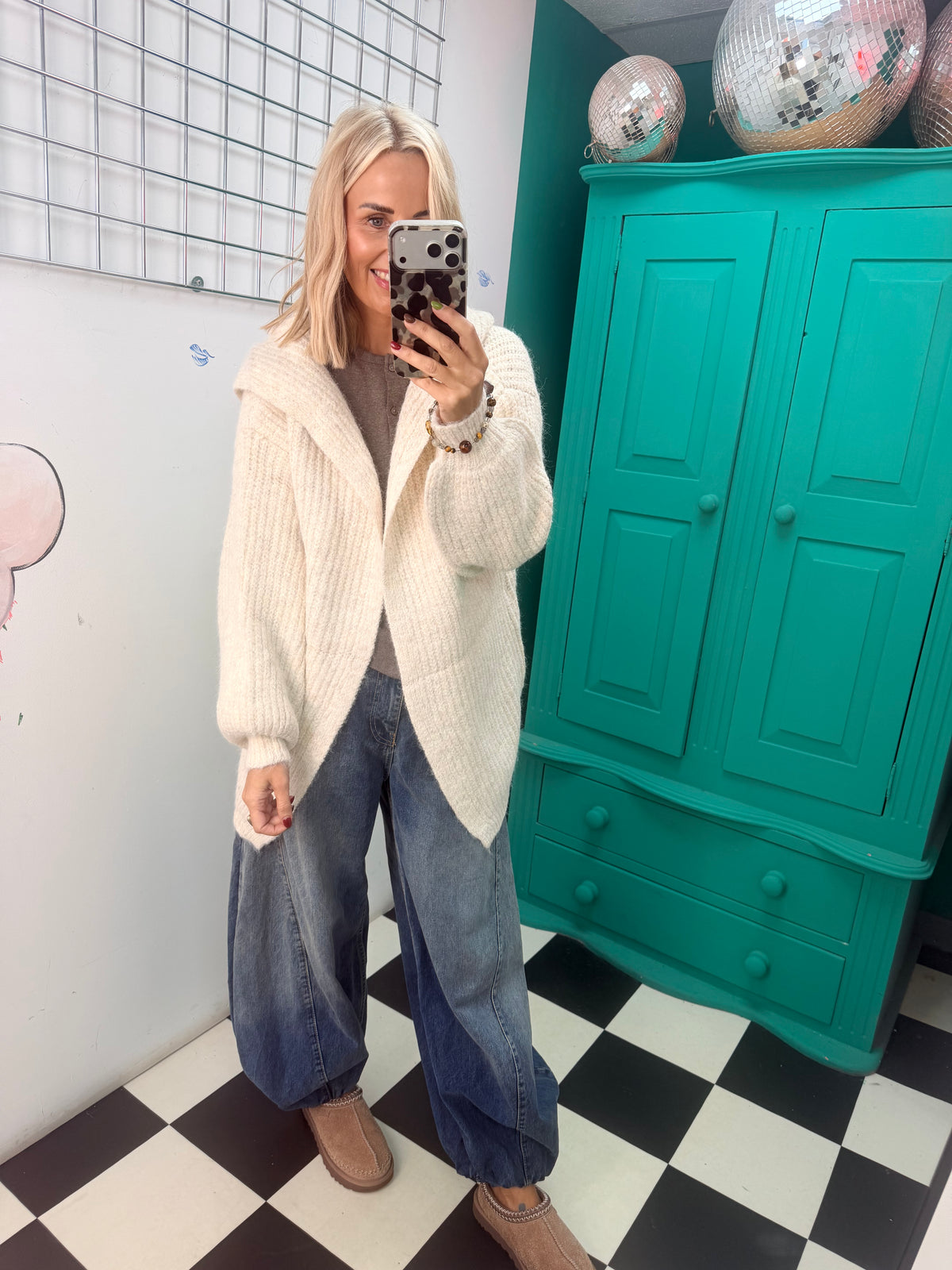 Chunky Hooded Cardigan Cream