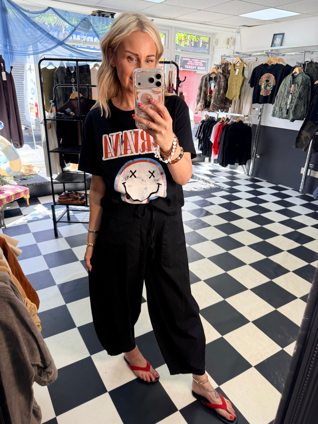 Barrel Leg Trousers Black