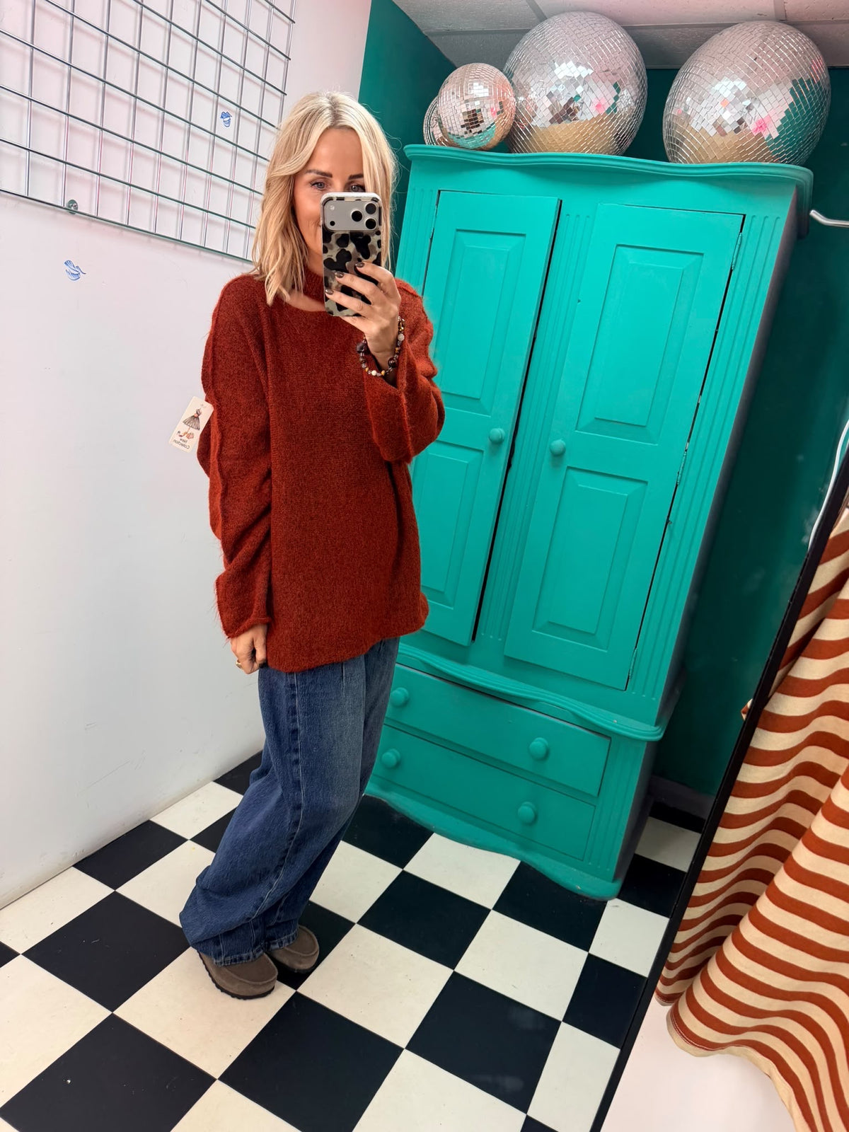Slash Neck oversized Jumper Rust