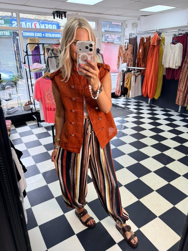 Air Brush Stripe Trouser Rust