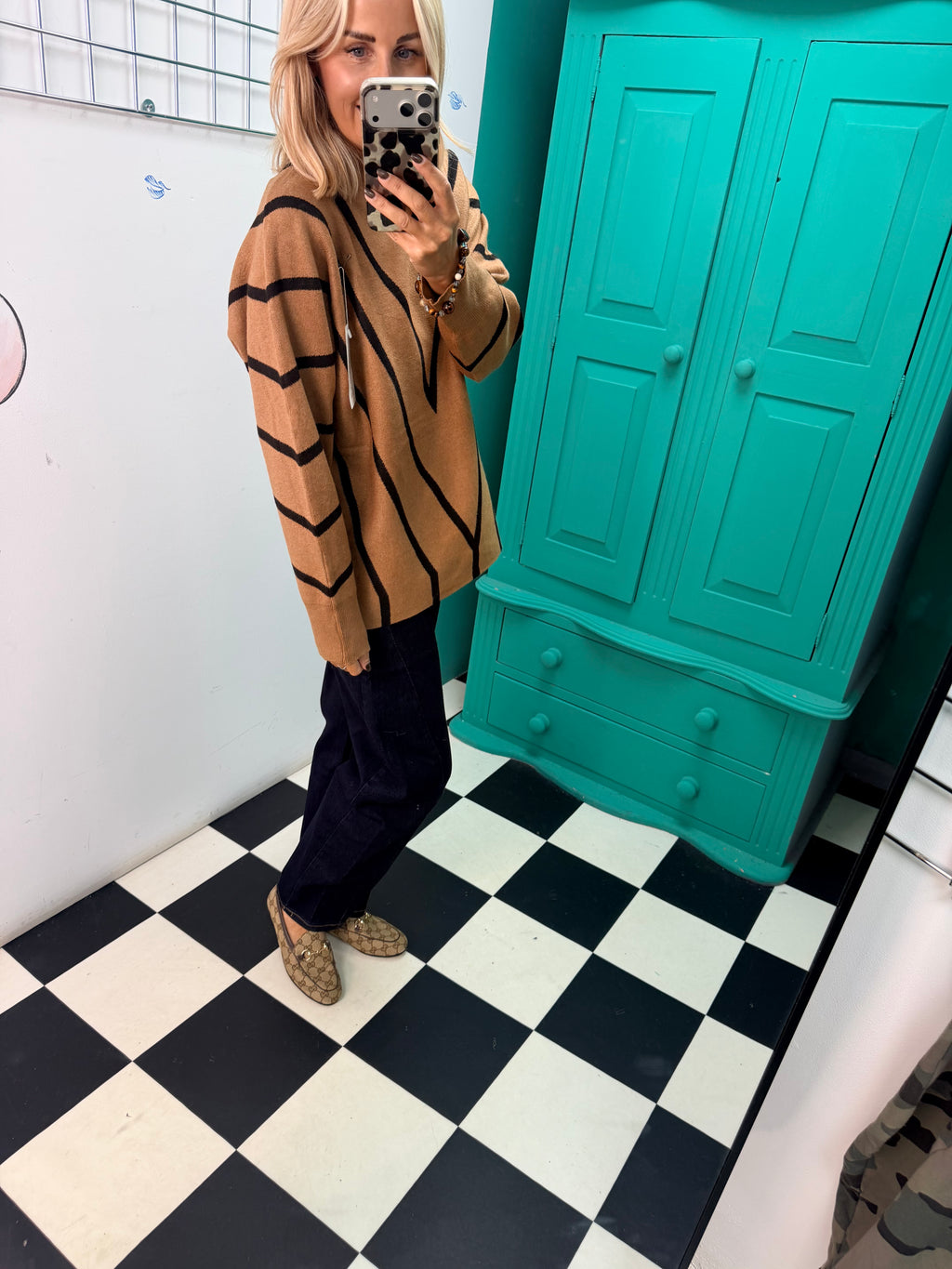 Turtle Neck Jumper V design Tan Special Buy
