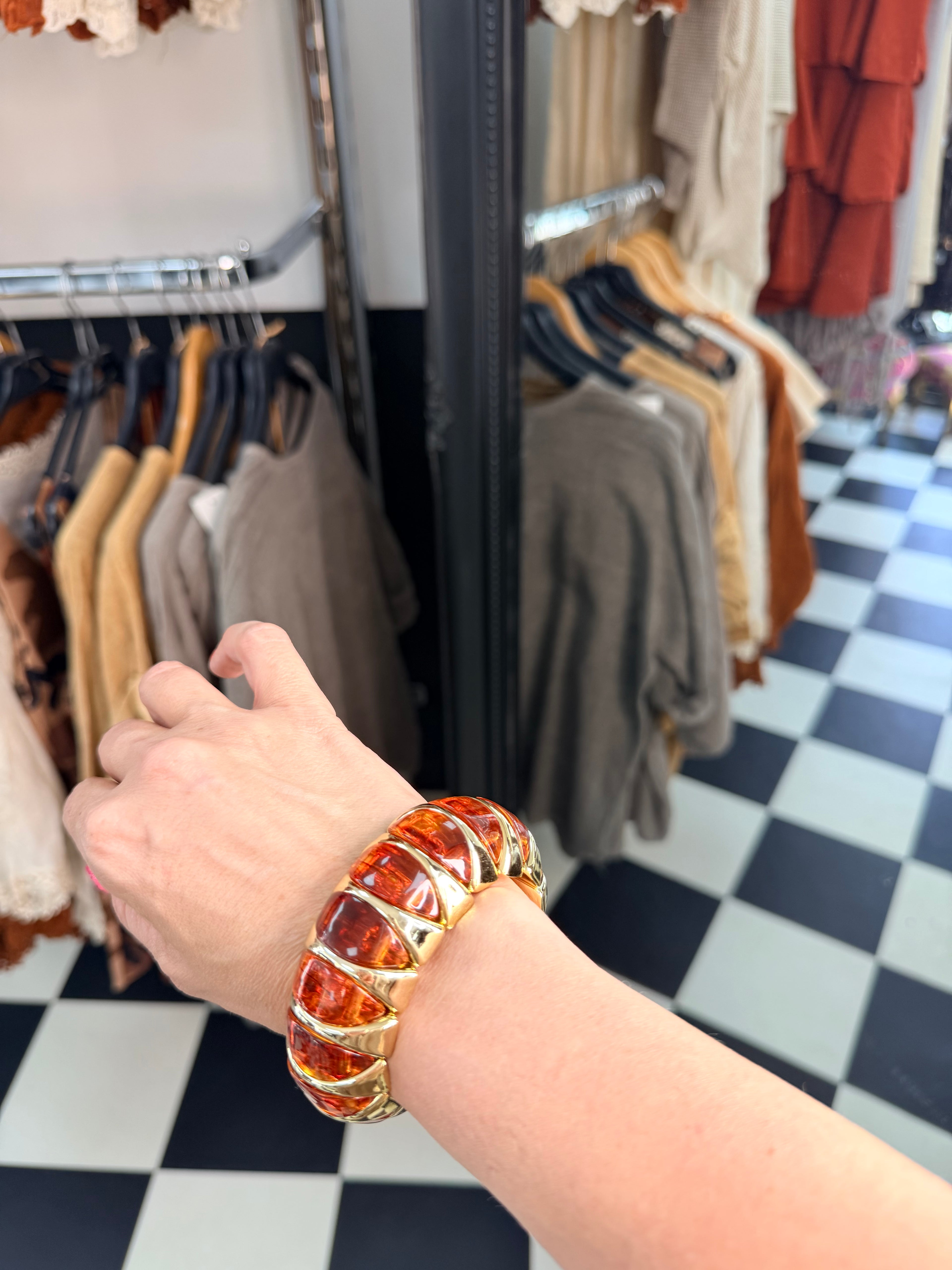 Amber and gold chunky bracelet