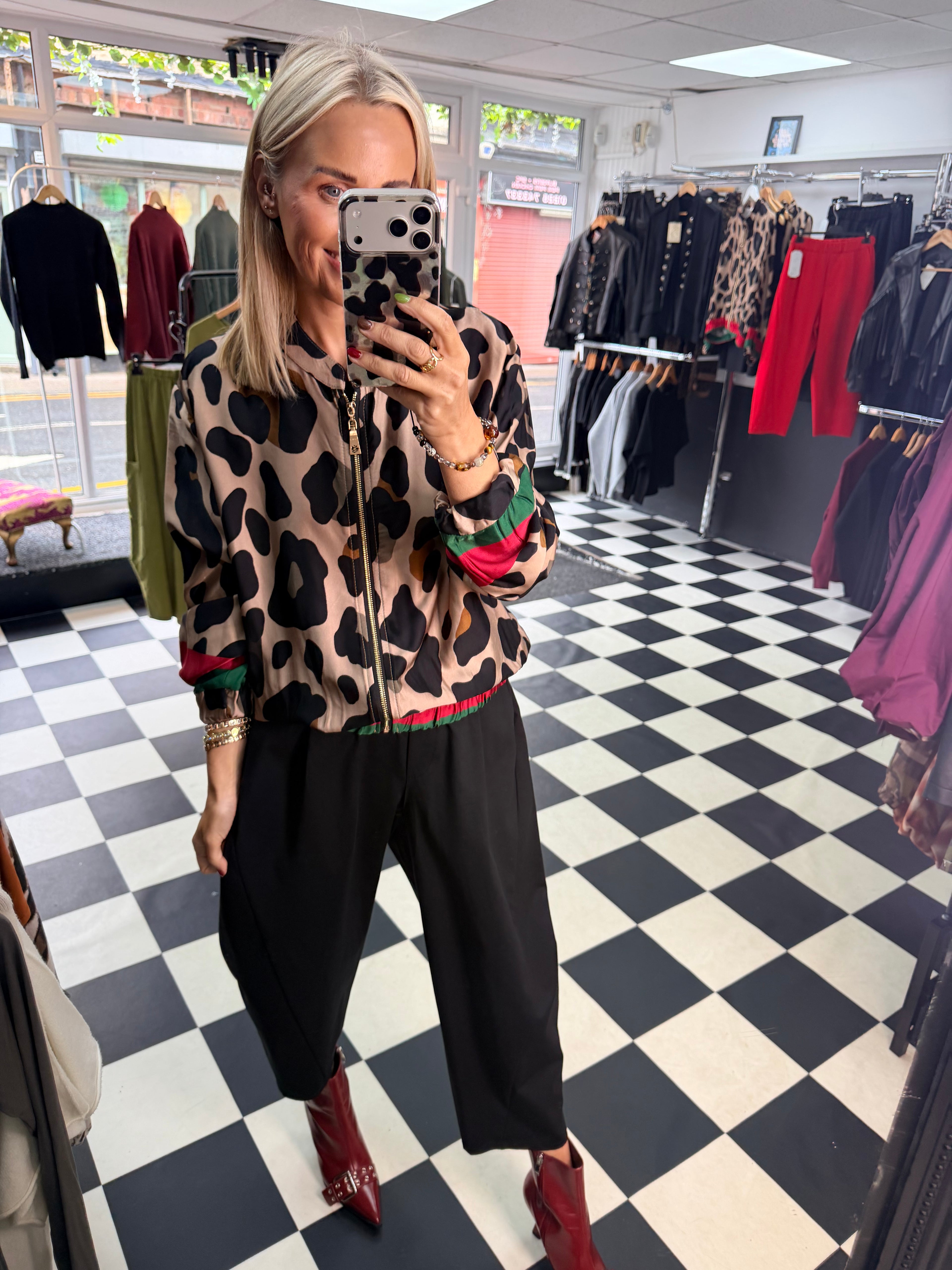 Animal Bomber Jacket Red and Green