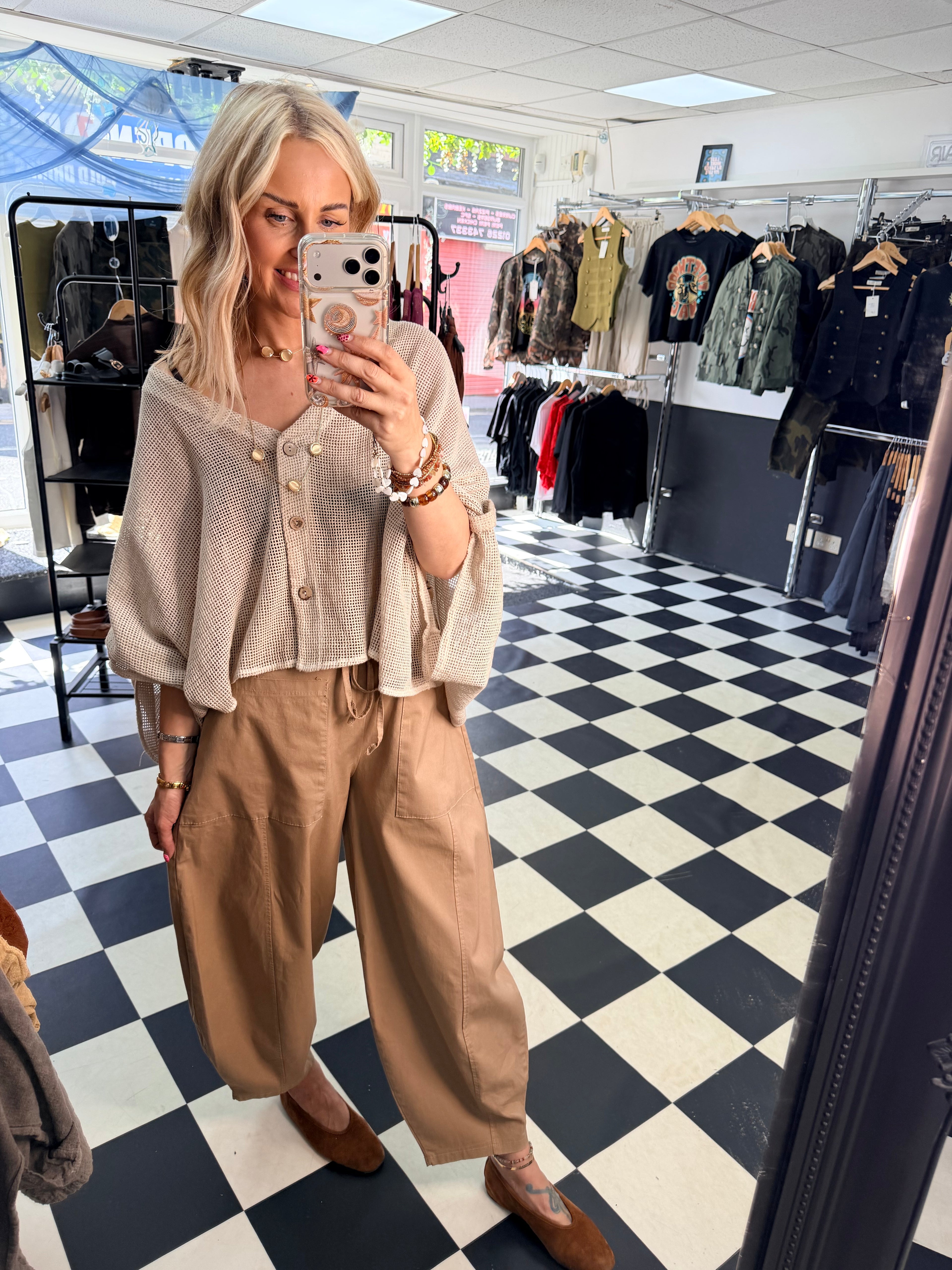 Barrel Leg Trousers Camel