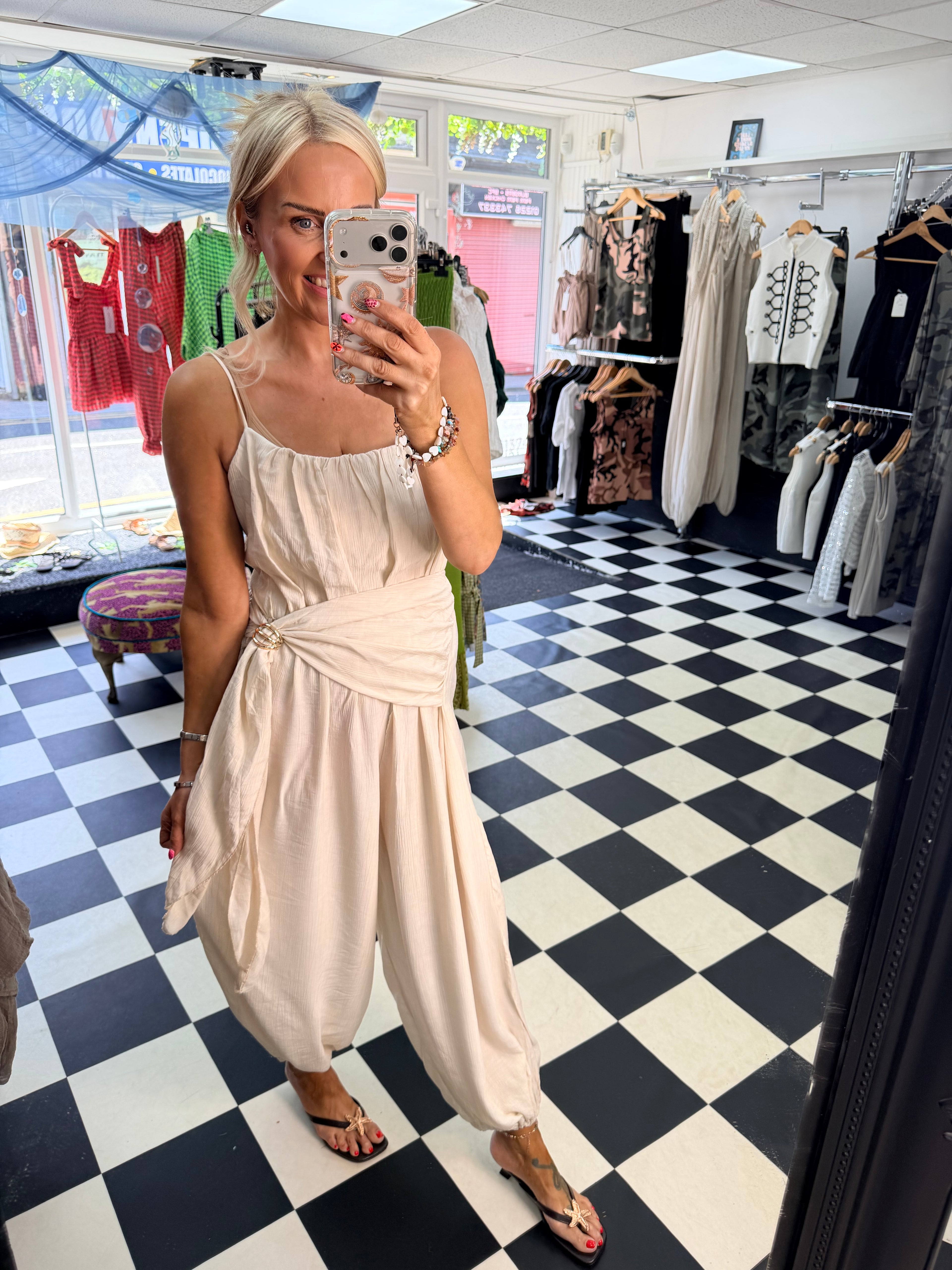 Wrap Crinkle Jumpsuit cream
