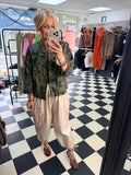 Camo Denim Military Jacket Khaki