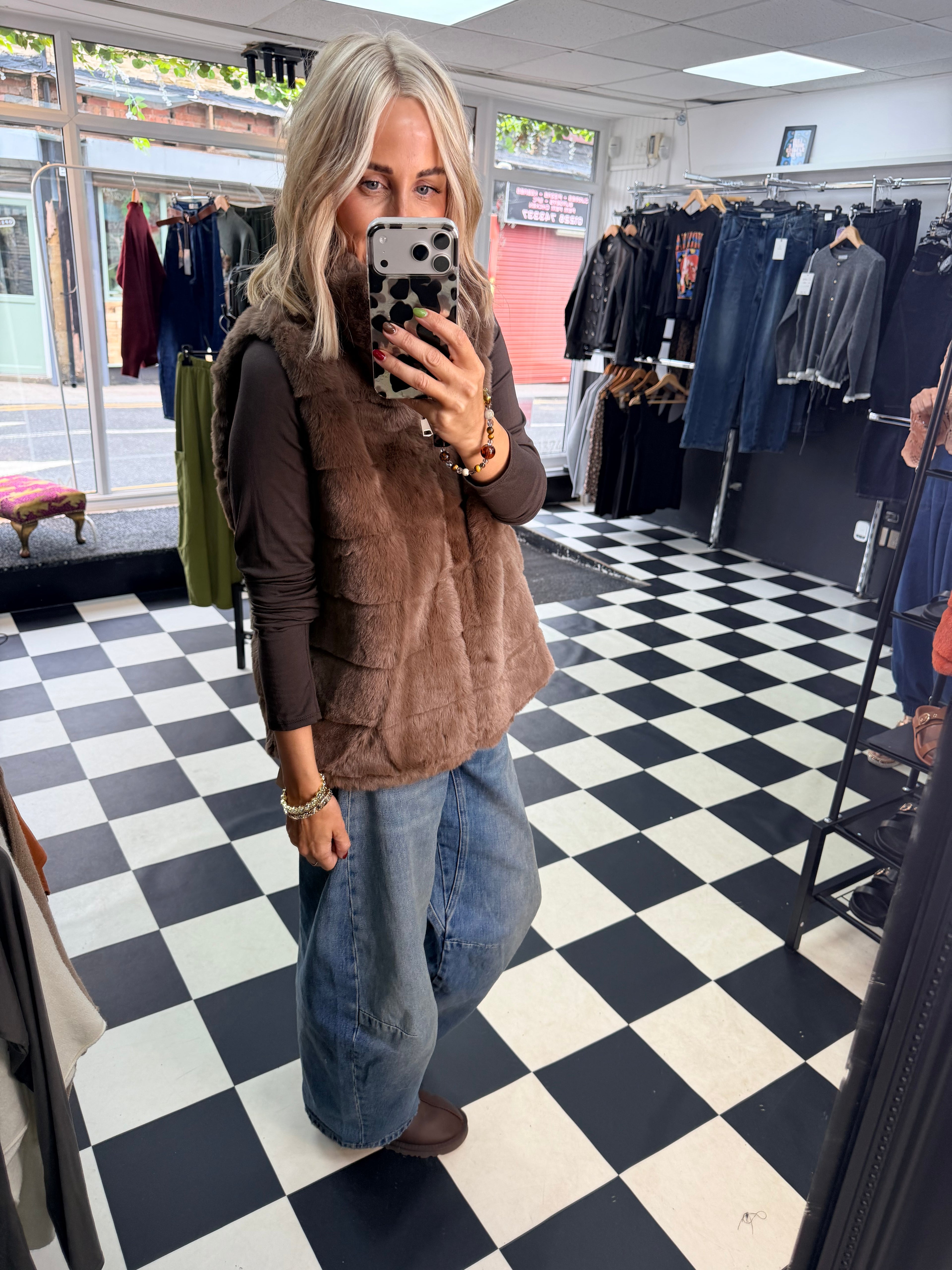 Faux Fur Gilet Milk Chocolate