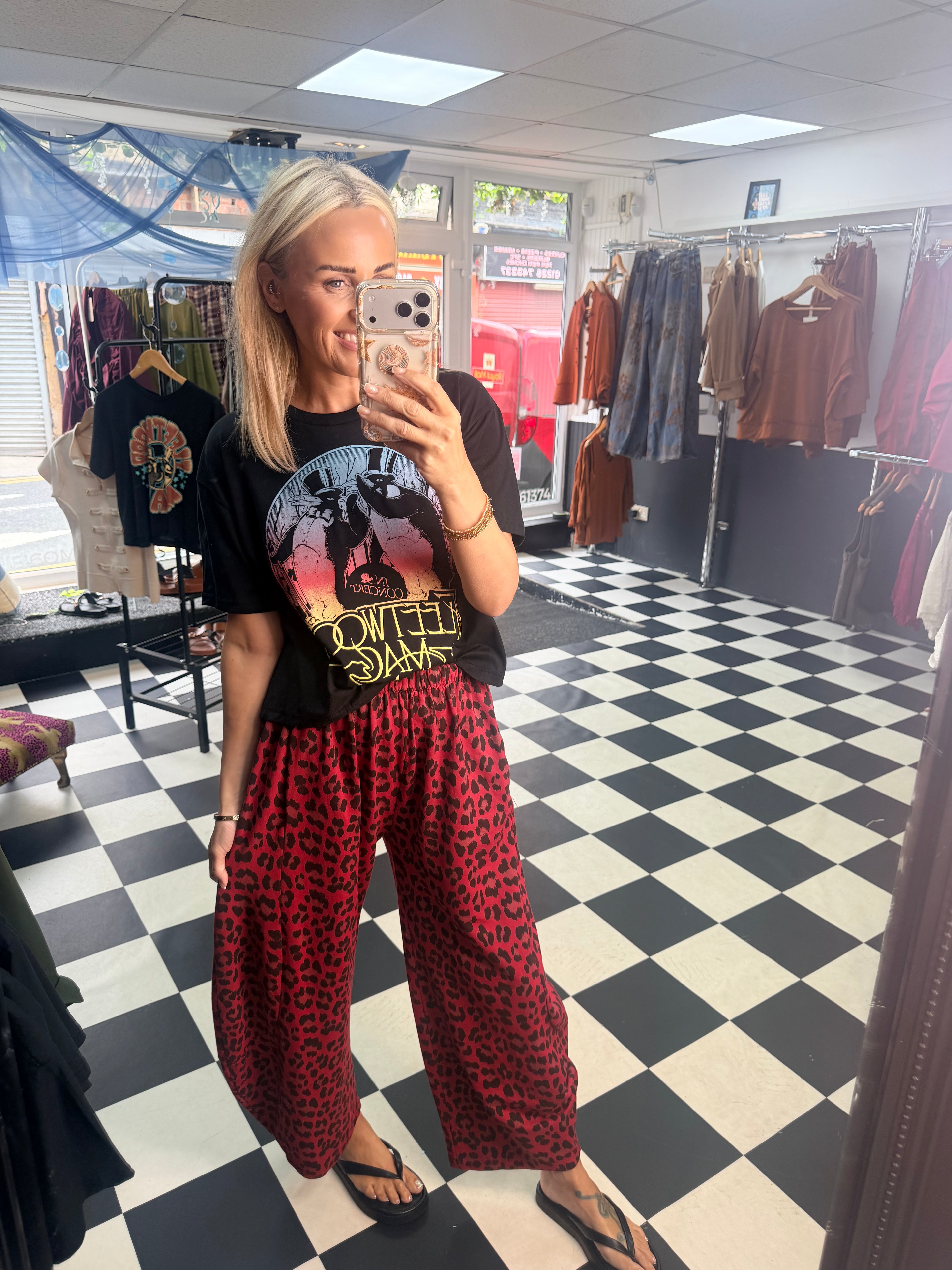 Leopard Barrel jogger Red
