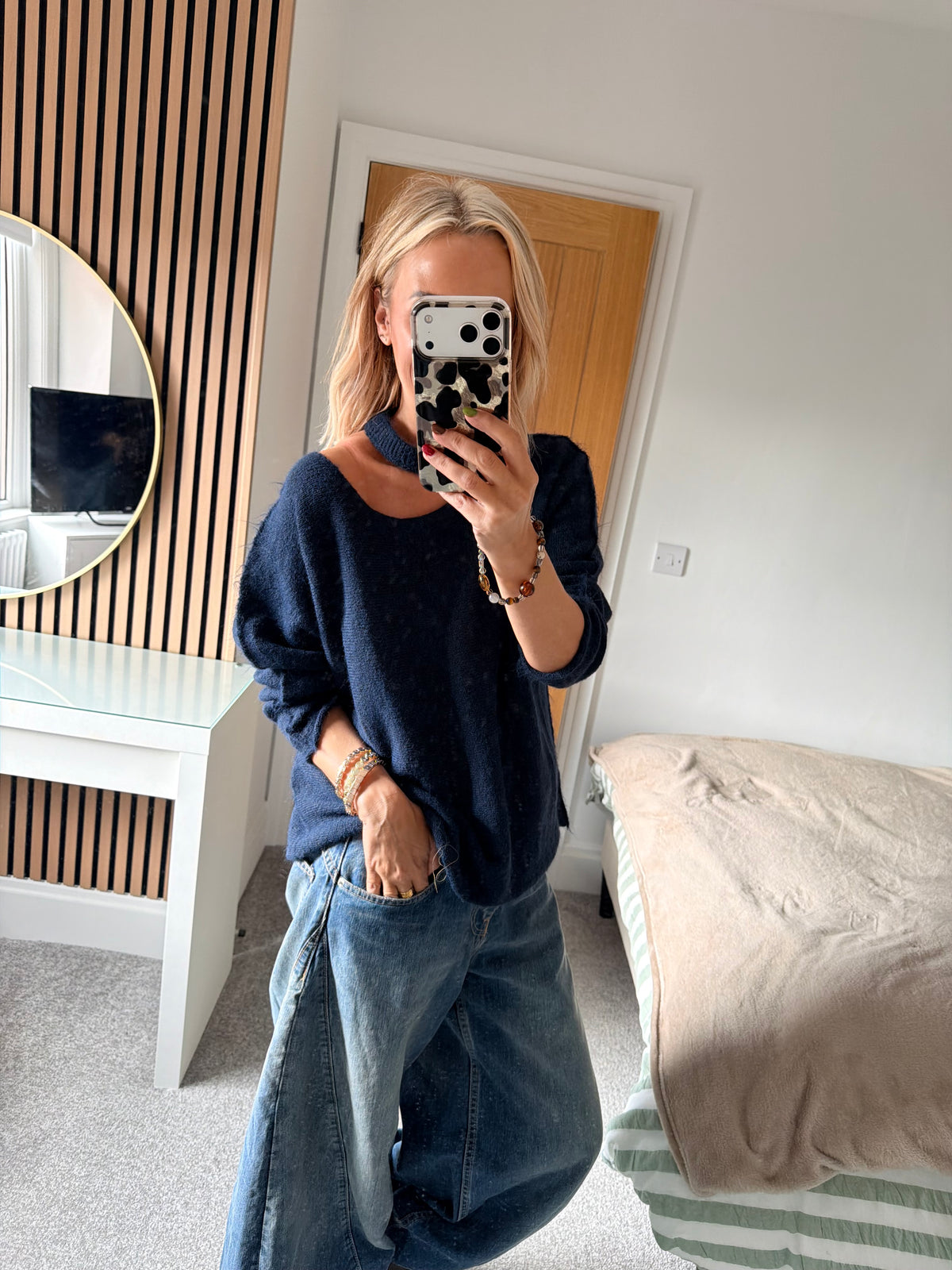 Slash Neck Jumper Navy