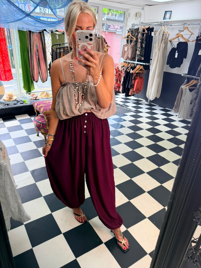 Button Balloon trouser - Plum