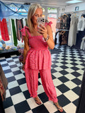 Neon Gingham Shirred Cami  Fuchsia /Orange