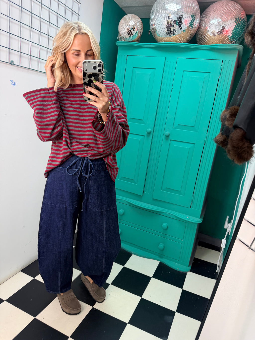 The cosy stripe - Grey and wine