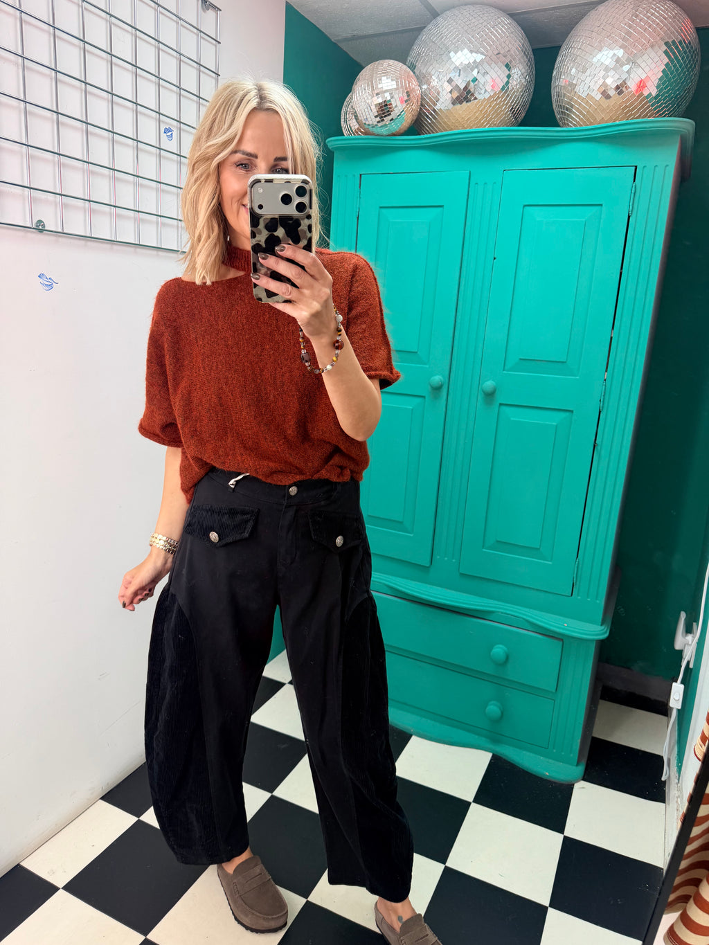 Cord patch trousers - Black