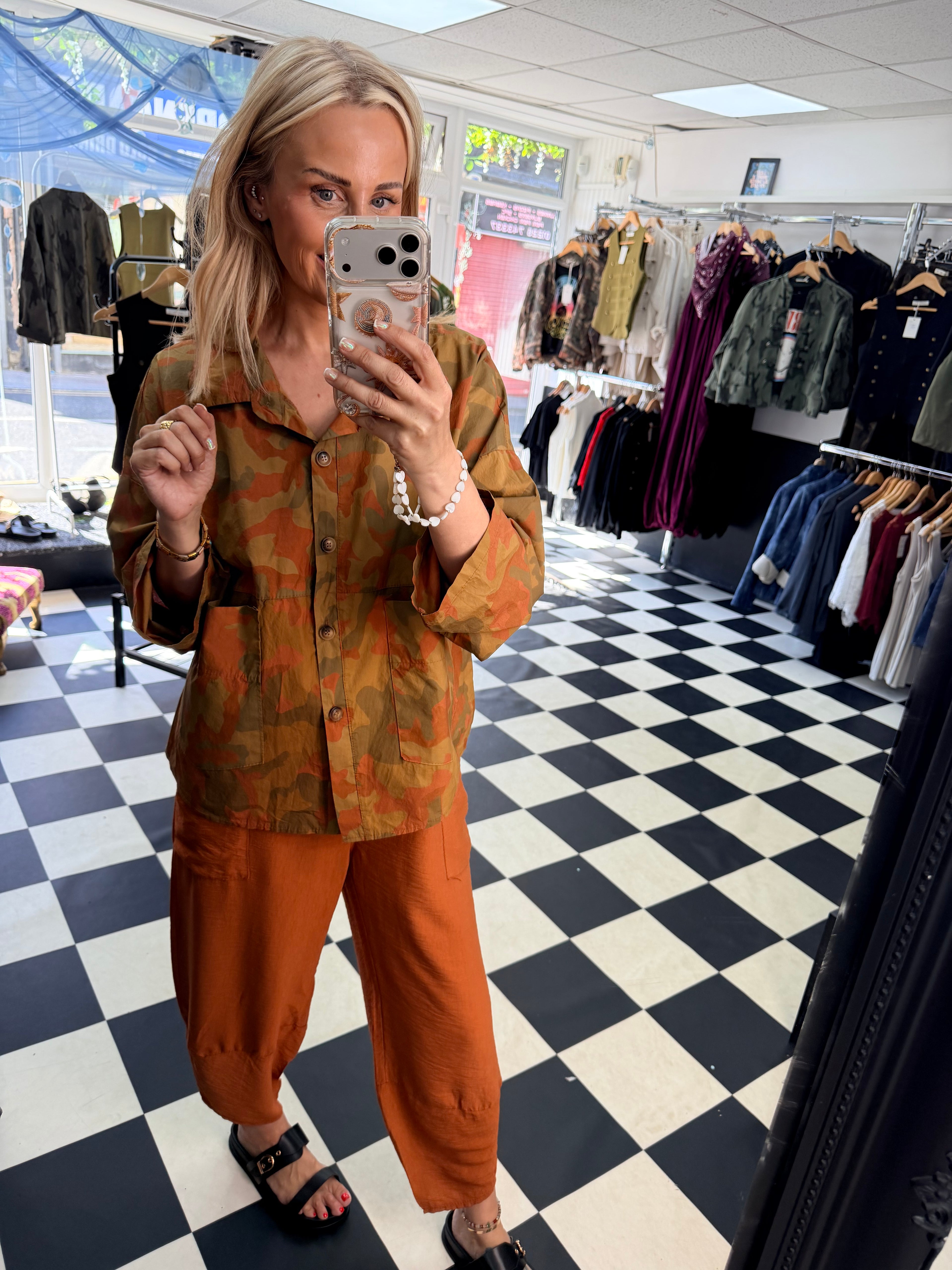 Camo Shacket Rust