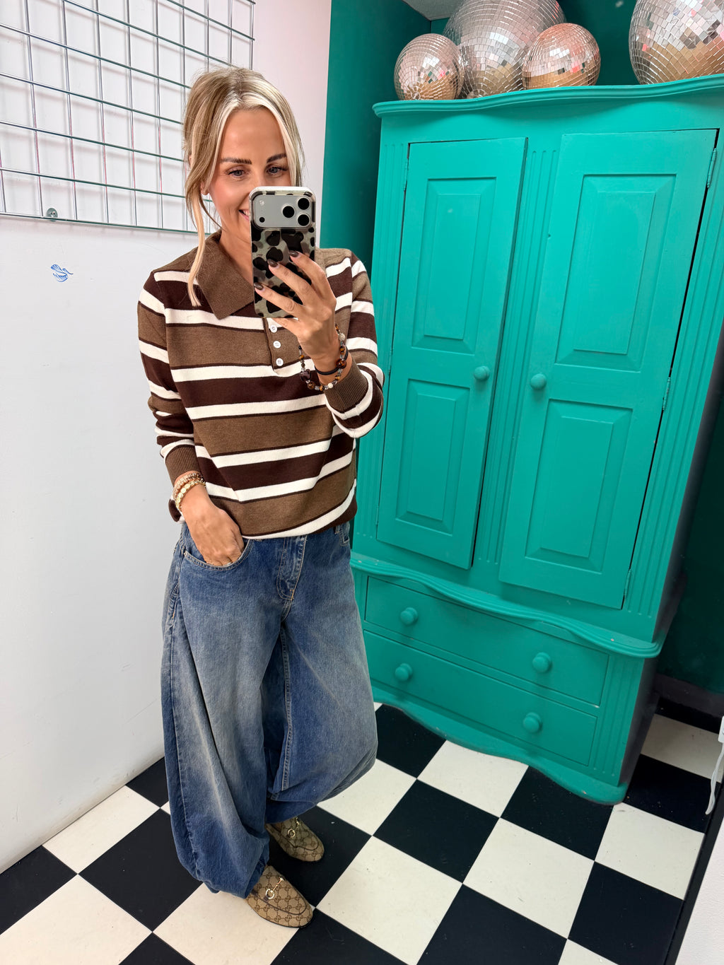 The Stripe Club Polo Jumper Chocolate-Cream-Mocha Special buy