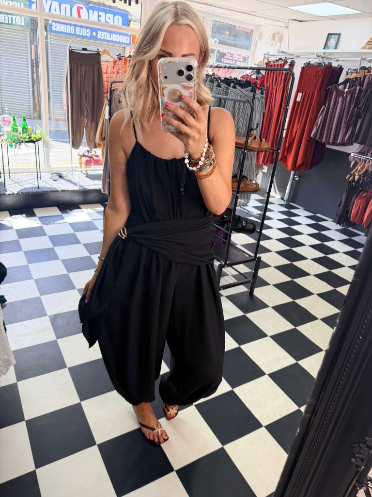 Wrap Crinkle Jumpsuit Black