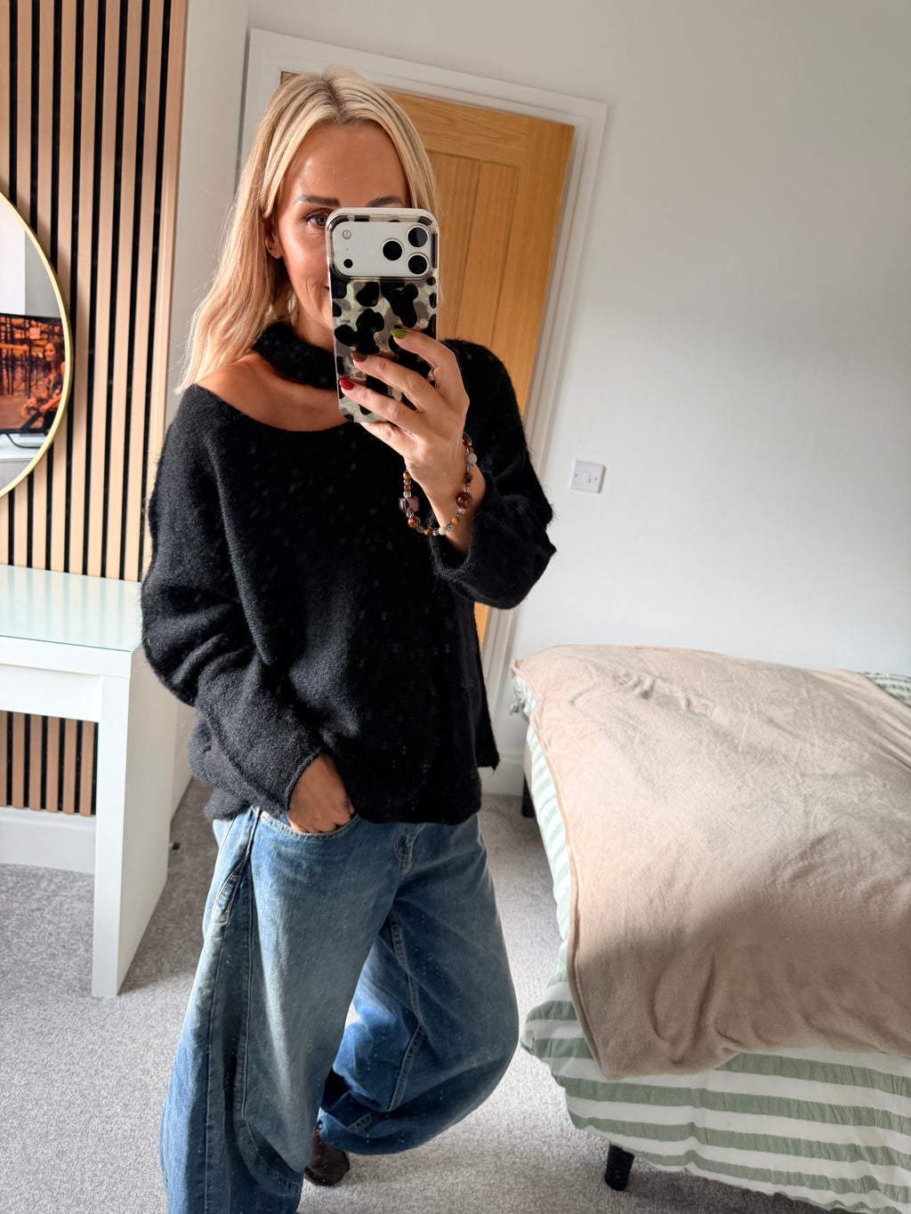 Slash Neck Jumper Black 12-18
