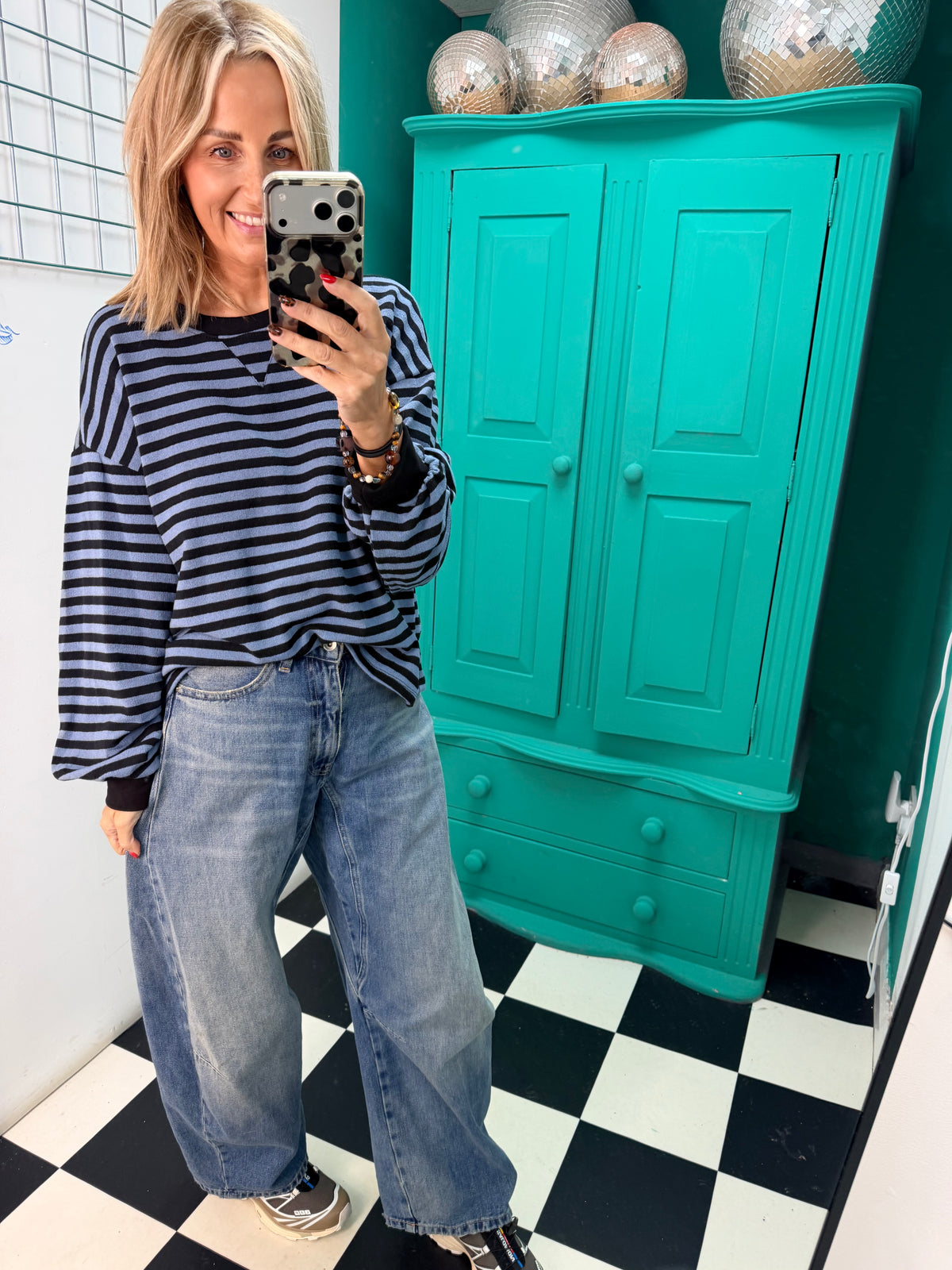 Weekend V Stripe Special Buy Black and Denim