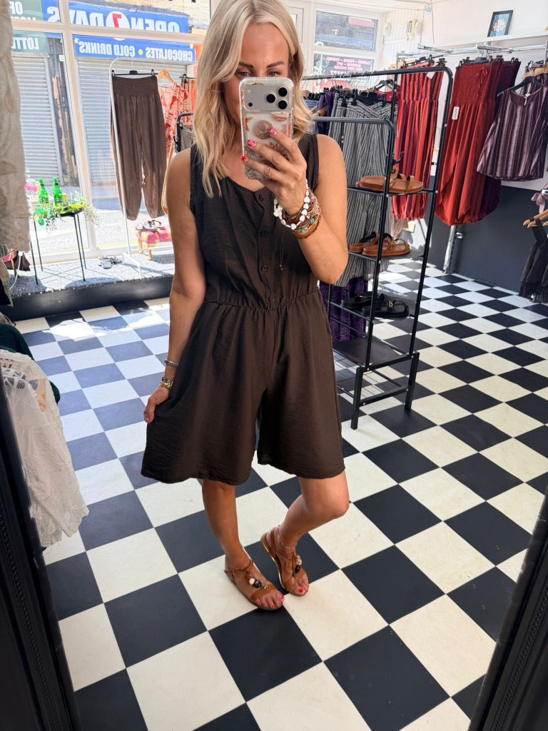 Crochet Boho Playsuit Chocolate