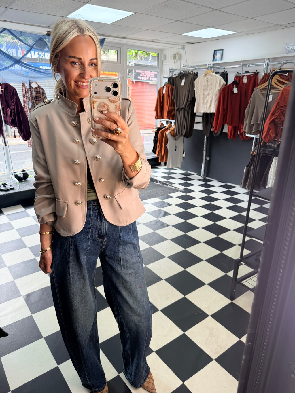 Military Crop Blazer Mocha