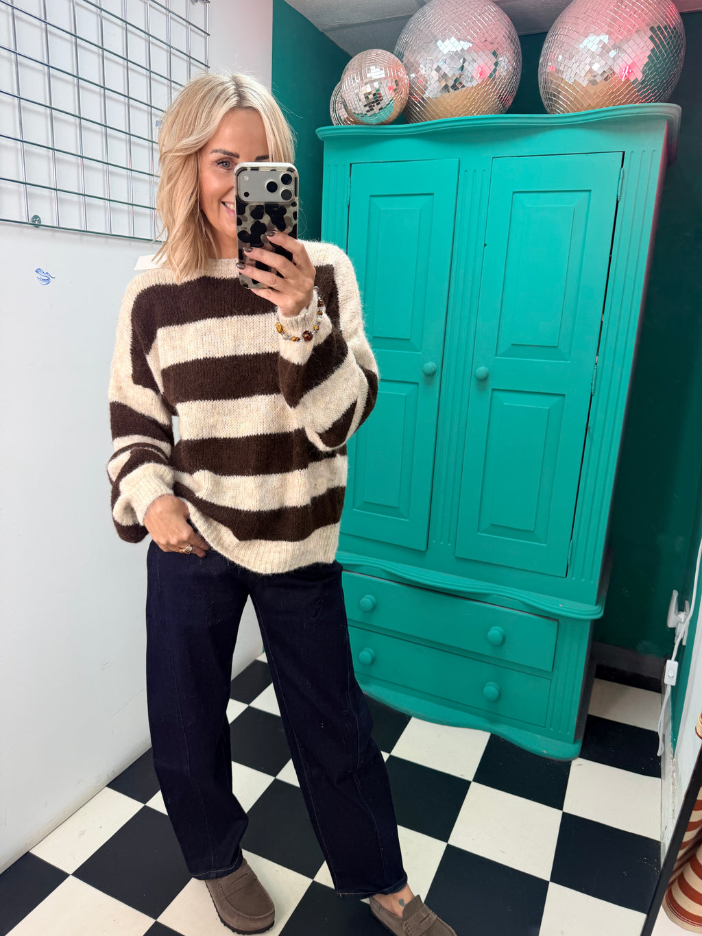 Chunky stripe knit - Mocha and chocolate