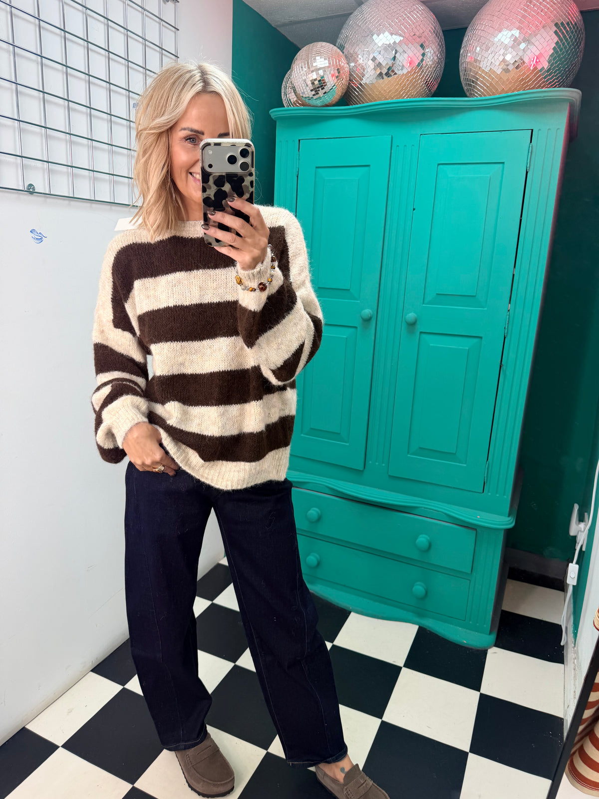 Chunky stripe knit - Mocha and chocolate