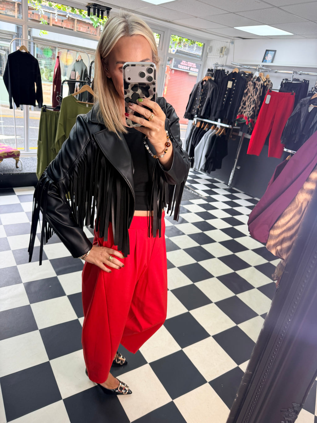 PU Fringed Jacket