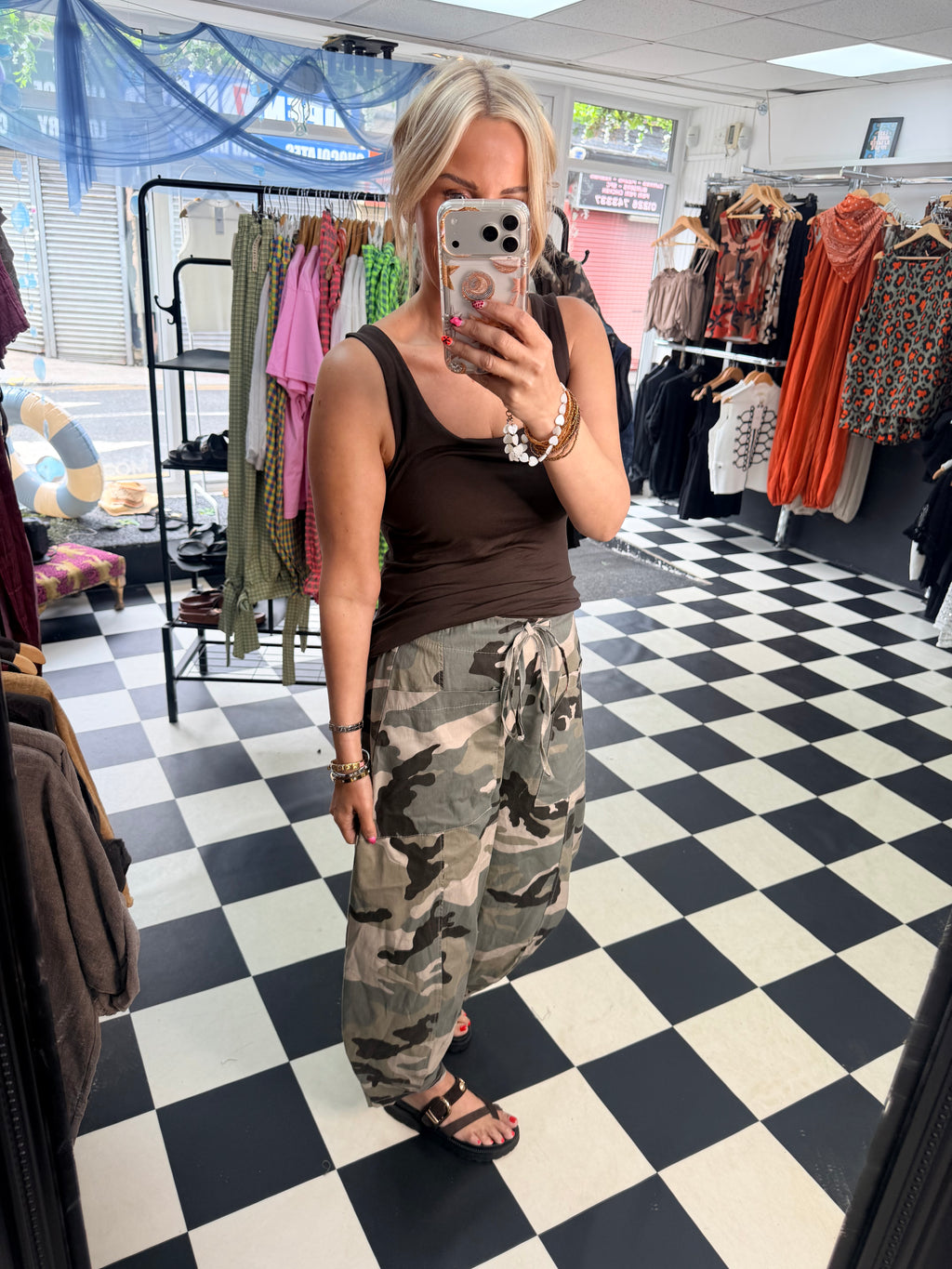 Camo Barrel leg trousers khaki