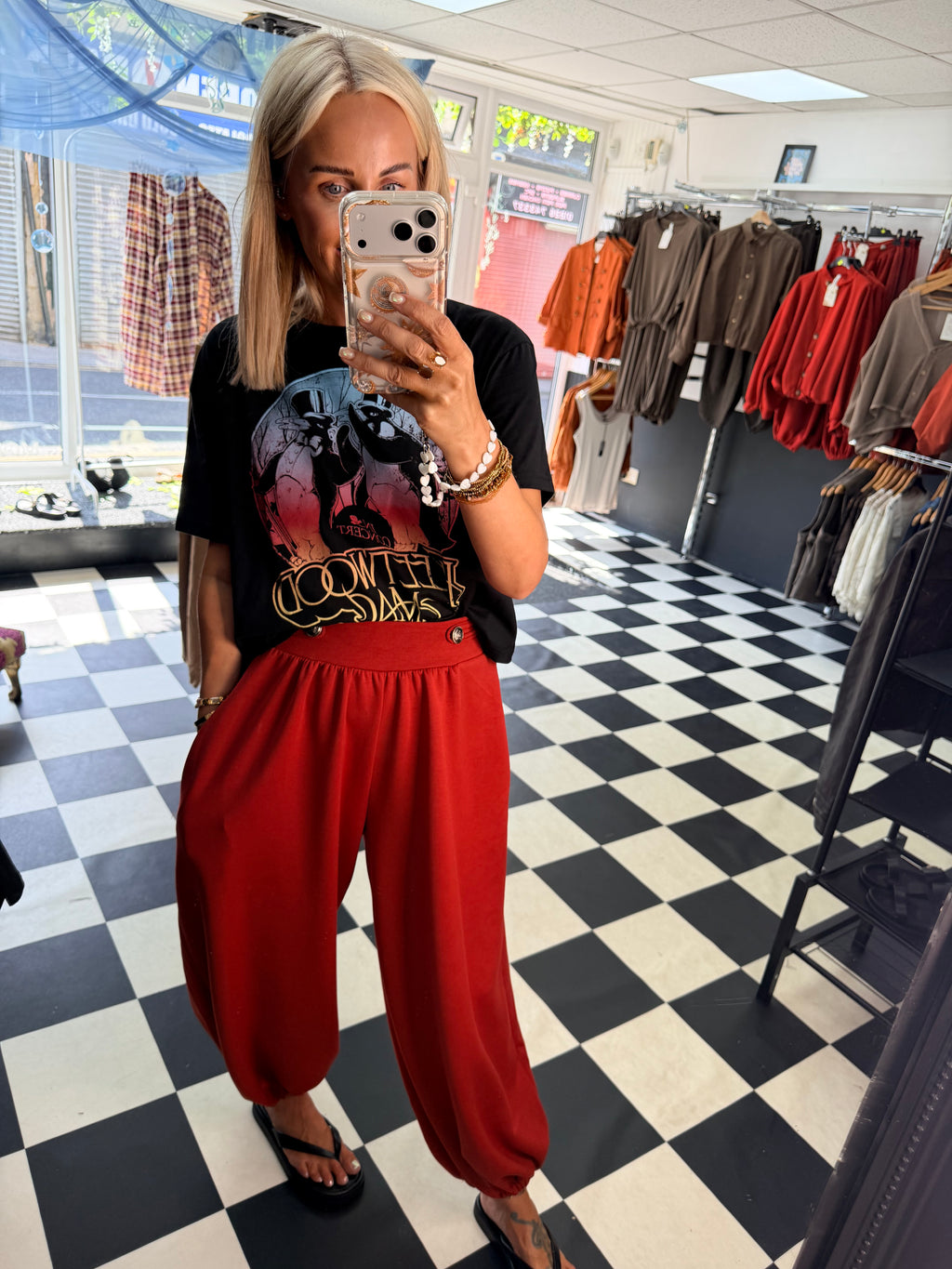 Military Button Joggers Rust