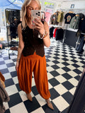 Crinkle Balloon Trousers Rust