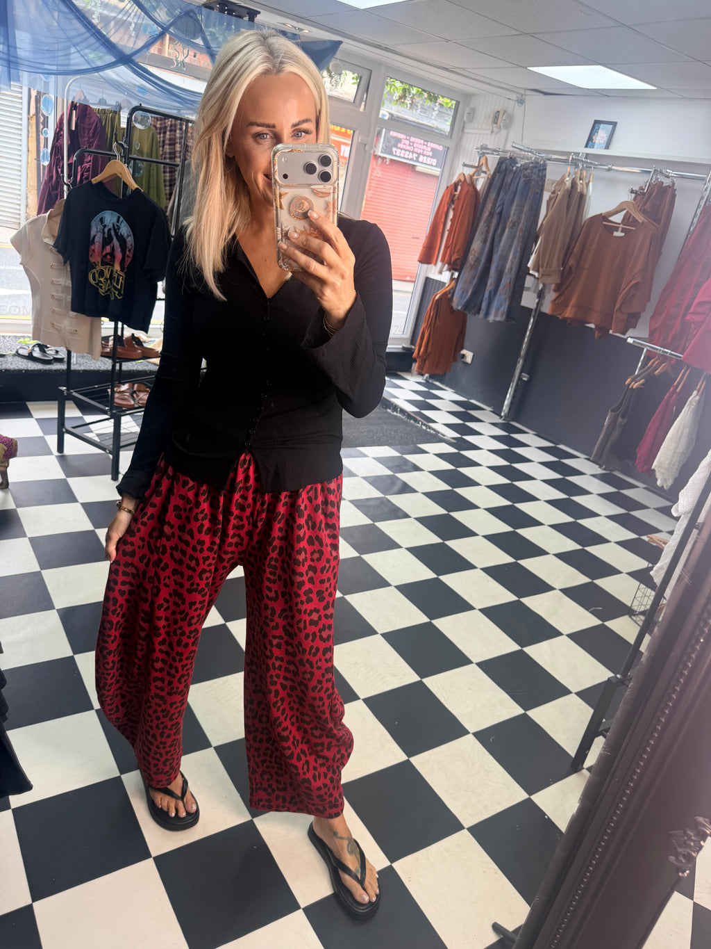 Leopard Barrel jogger Red