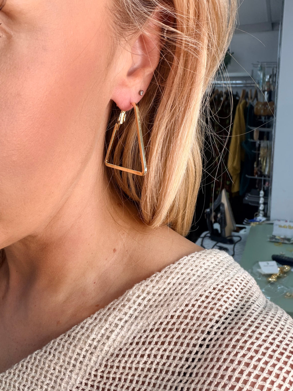 Gold Triangle Earrings