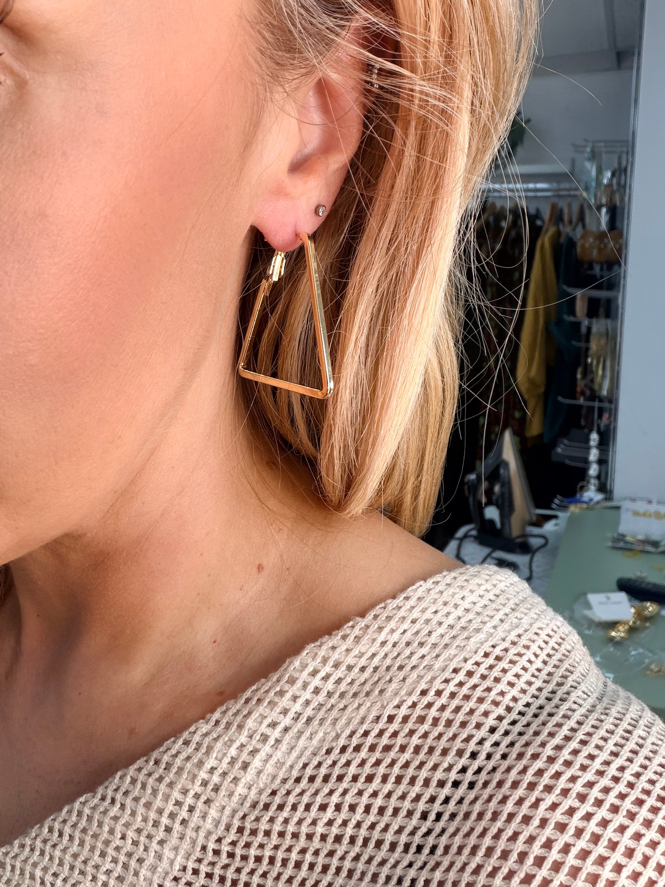 Gold Triangle Earrings