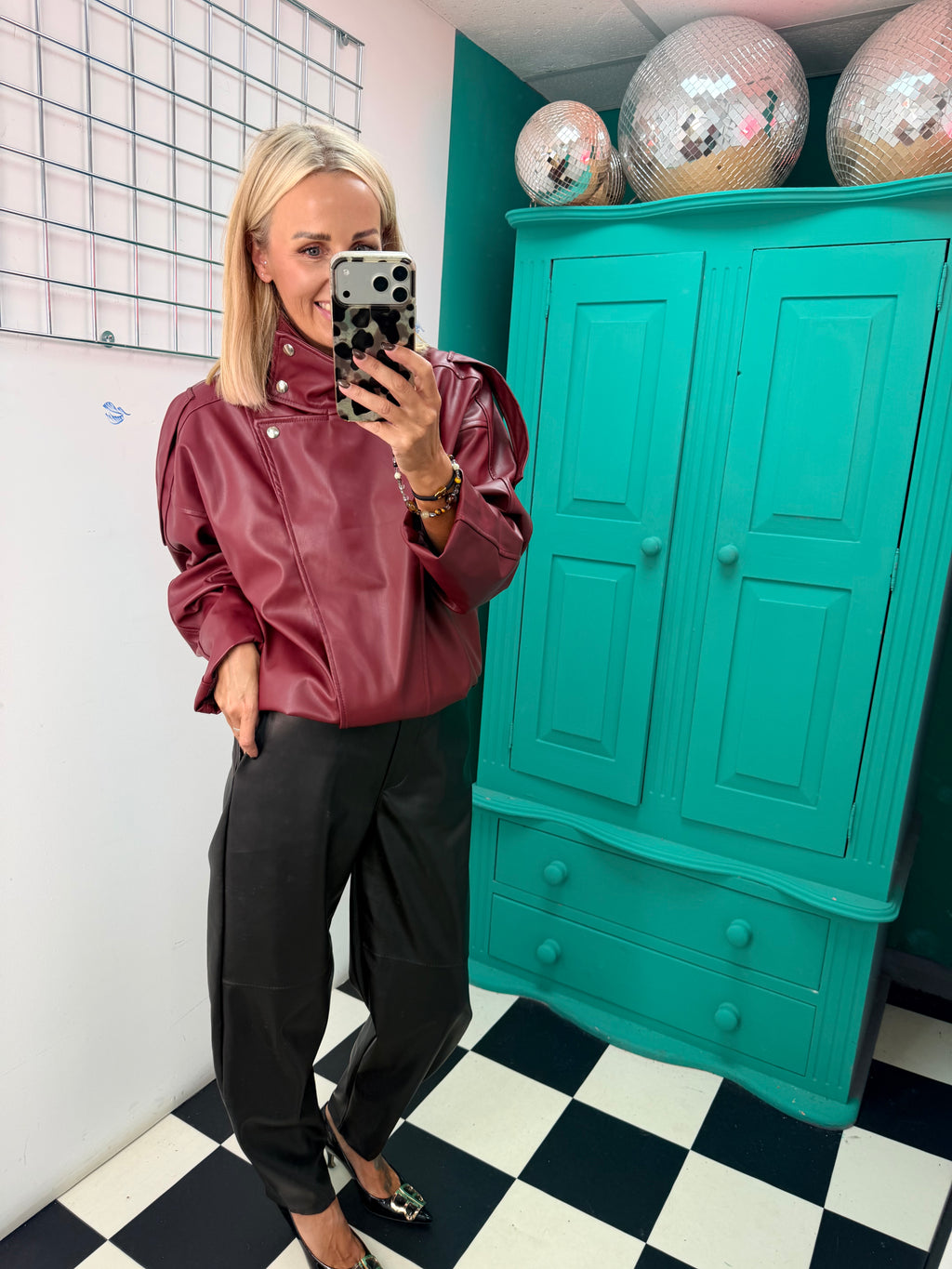 The Viral PU Jacket Wine