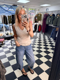 V Neck Basic Vest Cream