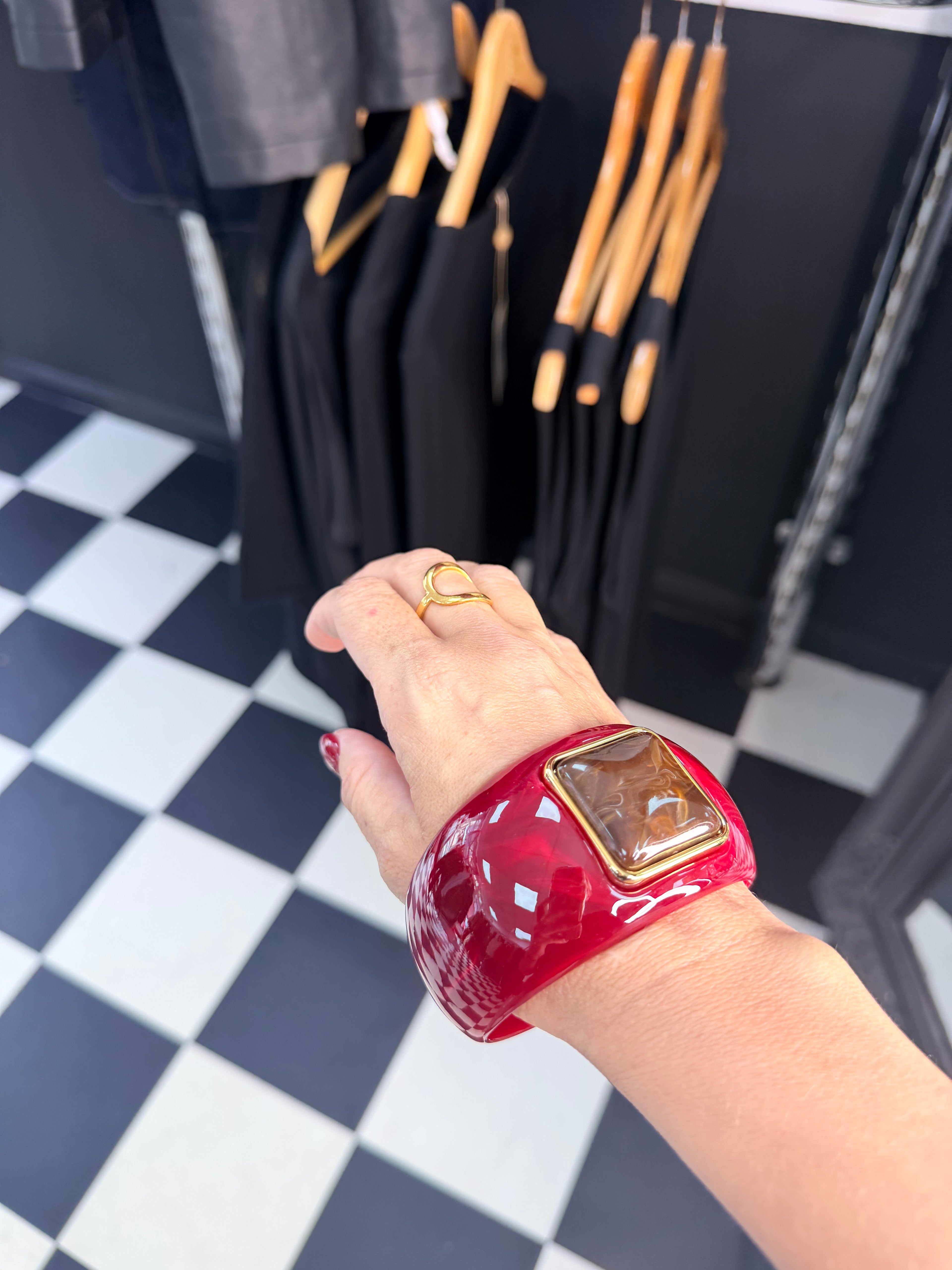 Gem Stone Bangle Wine Square