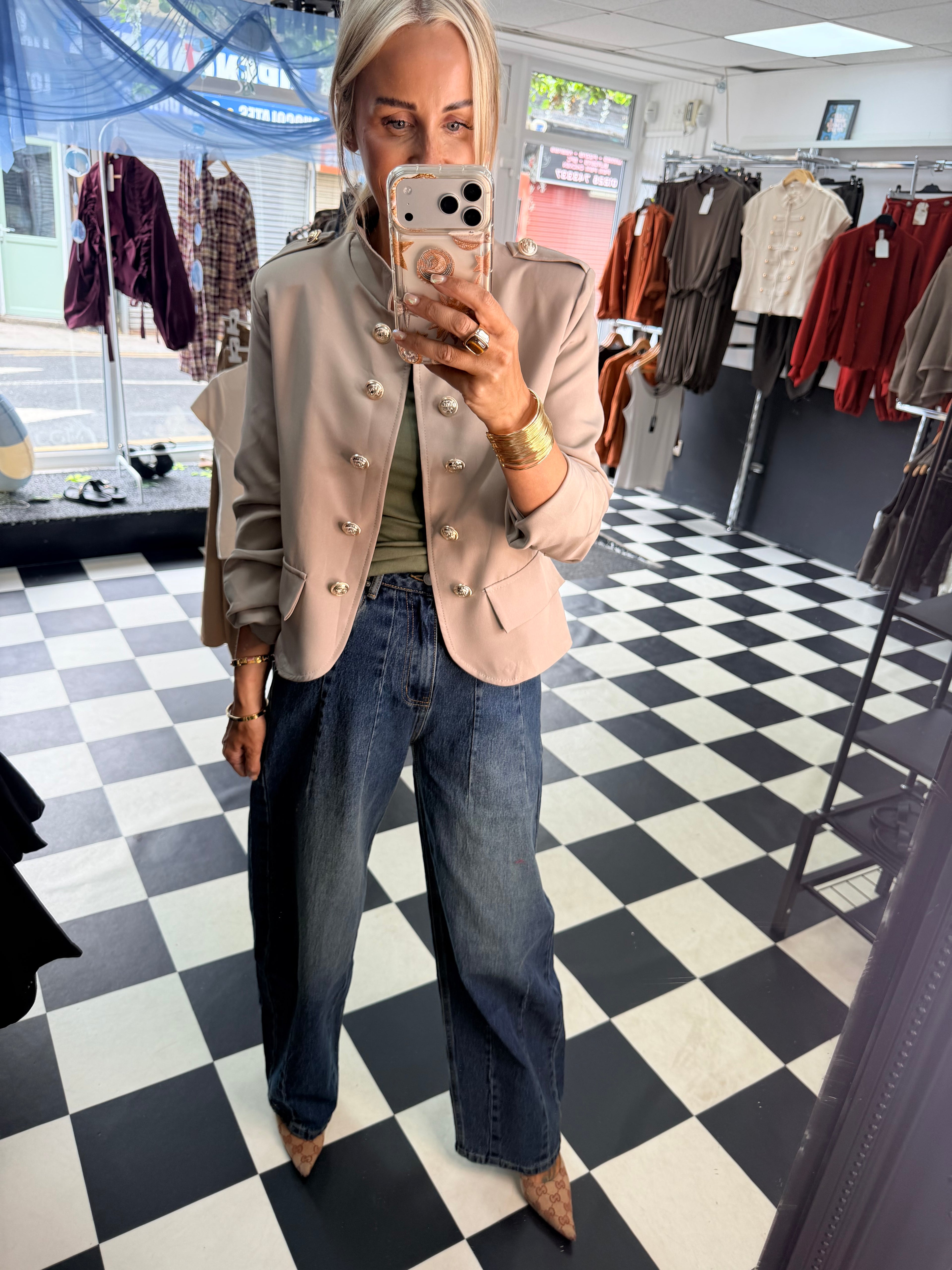 Military Crop Blazer Mocha