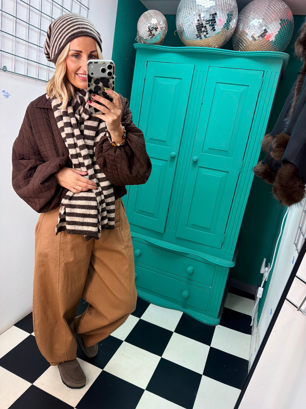 Stripe Hat Chocolate and Cream